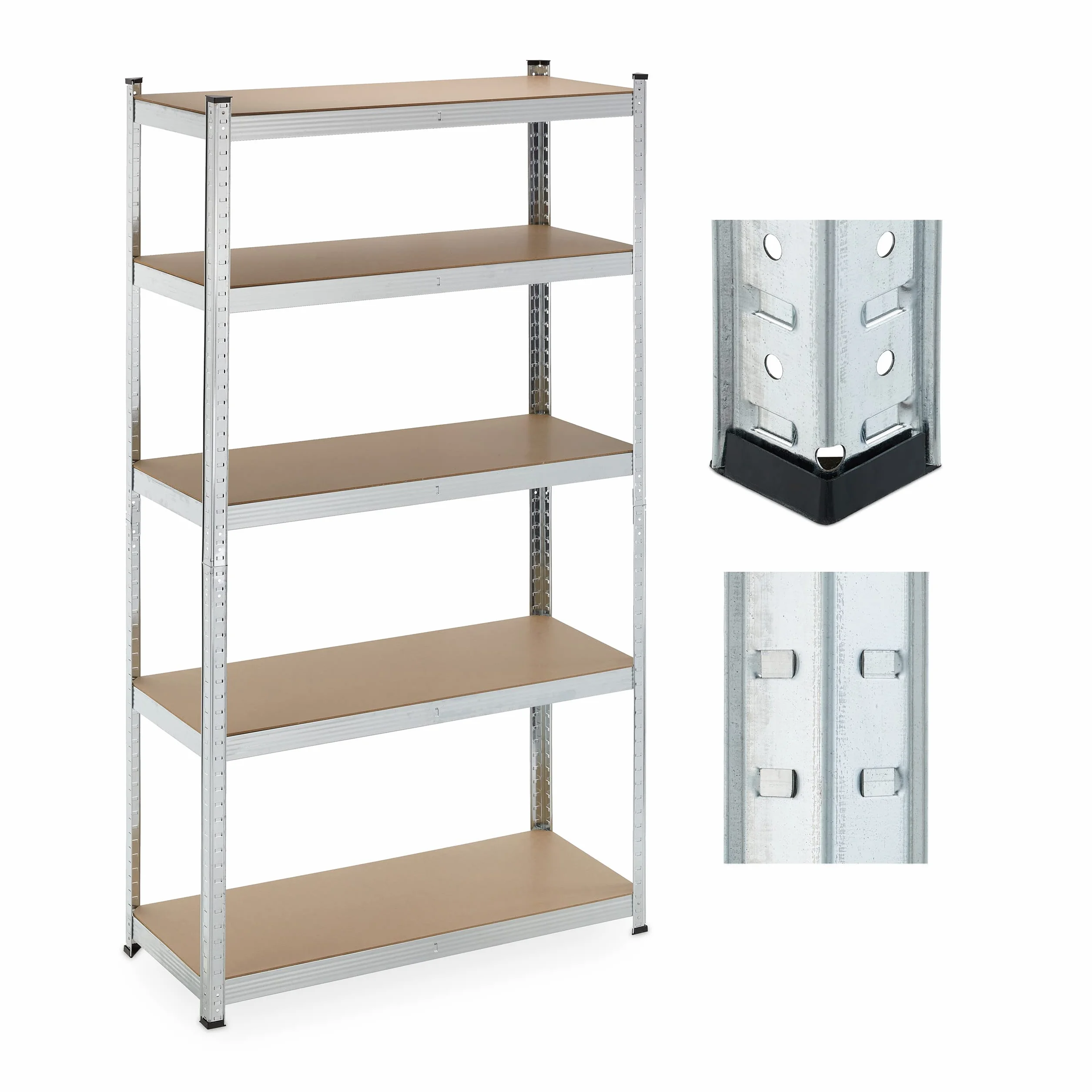 Relaxdays Scaffale in Acciaio, HLP 180 x 100 x 40 cm, 5 Ripiani ad Alta Portata 500 kg, per Garage e Cantina, Argentato
