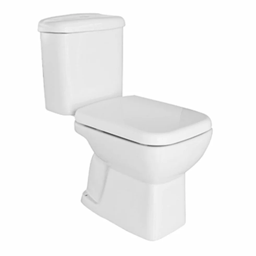 Vaso monoblocco tradizionale con cassetta in ceramica e scarico a terra, copriwc originale in termoindurente, GINEVRA
