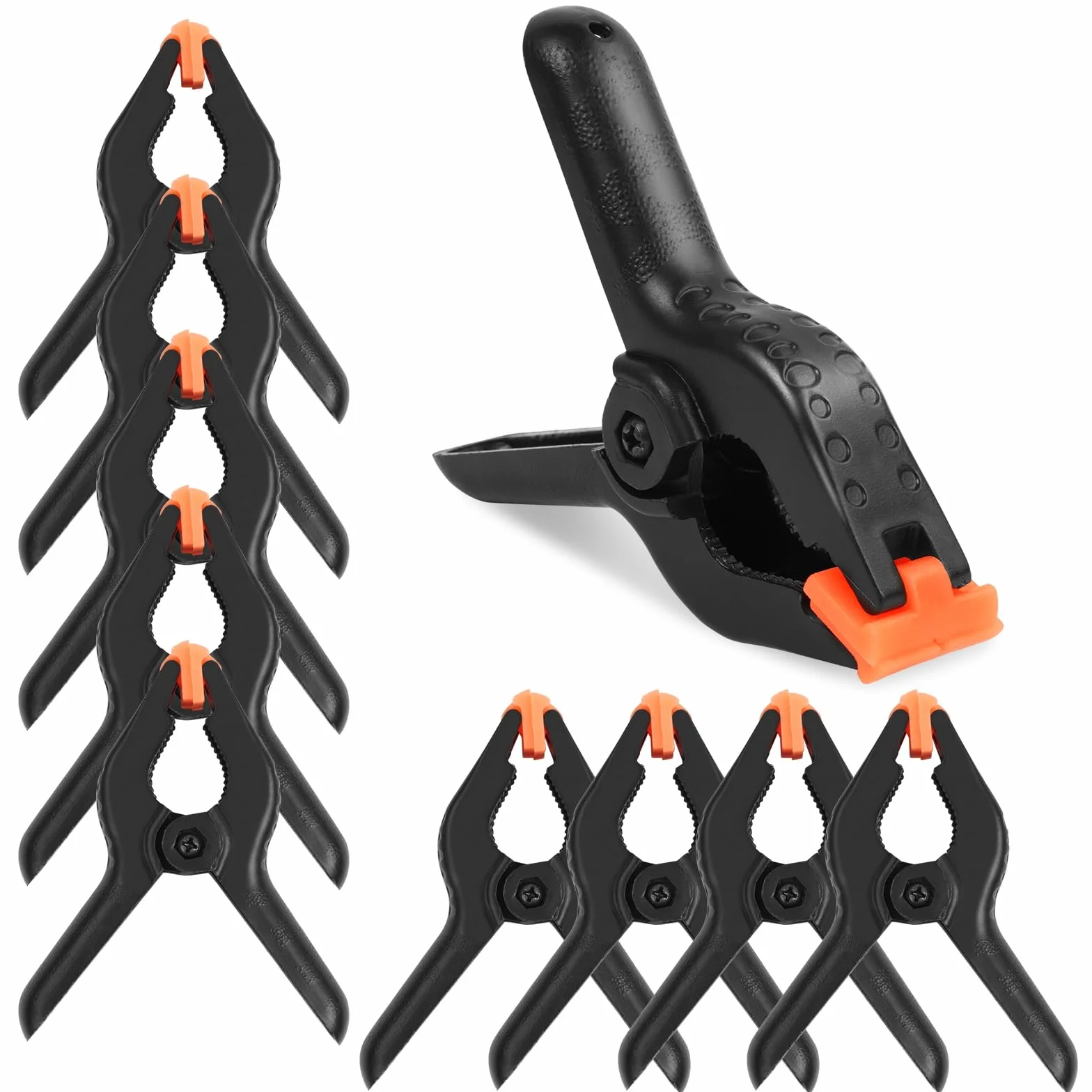 OSDUE 9 pezzi Morsetti Molla, 4 Pollici Fermagli Molla Nylon Morsetti a Molla Pesanti Morse da Falegname in Plastica con Ganascia Mobil per Falegname Foto Studio Artigianato Progetti(B-9 pezzi)