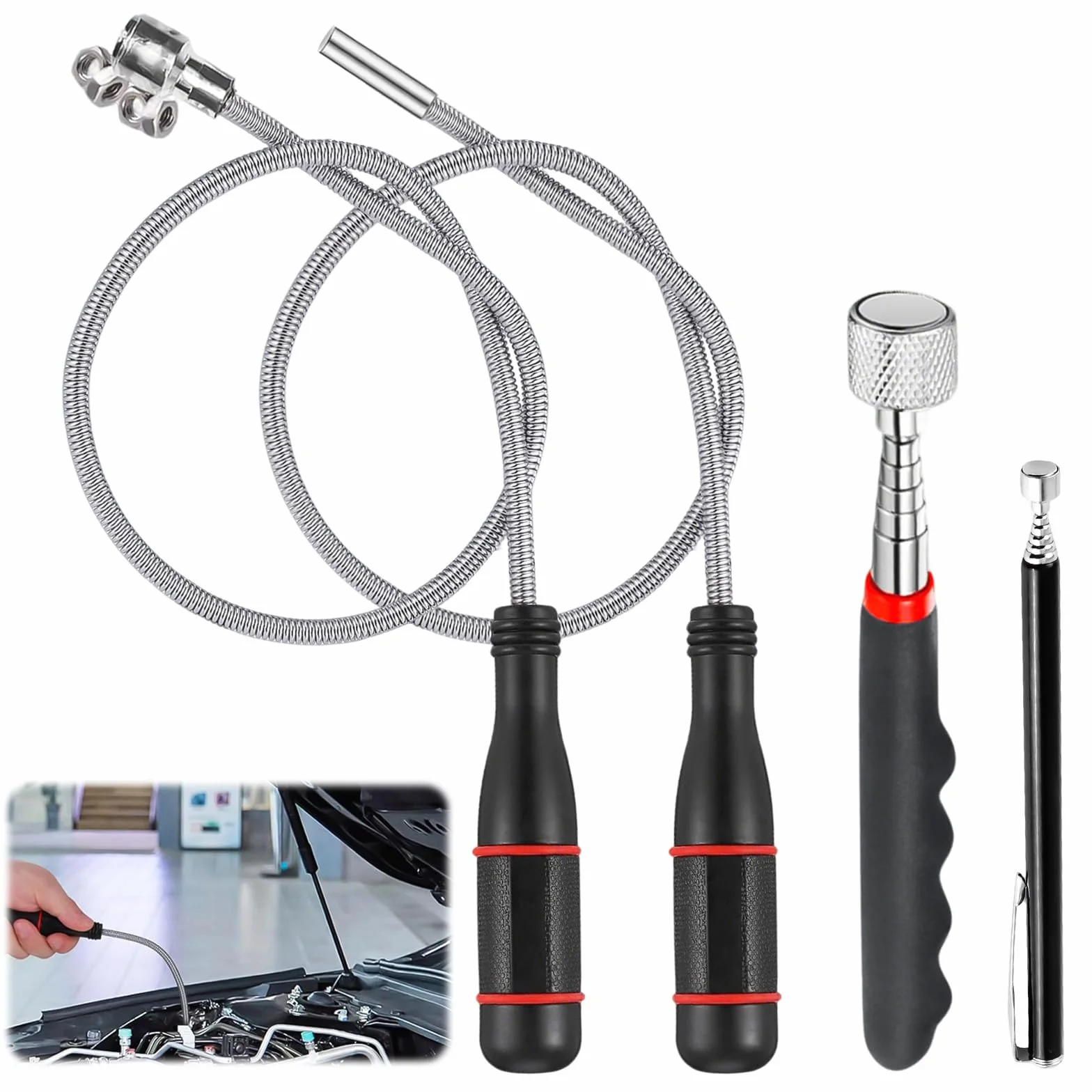 4 Pz Calamita Telescopica, Strumento di Raccolta Magnetico Estensibile Telescopica Magnetica per Raccogliere Piccole Parti, Oggetti in Metallo, Parti Auto (3LB 5LB 15LB)