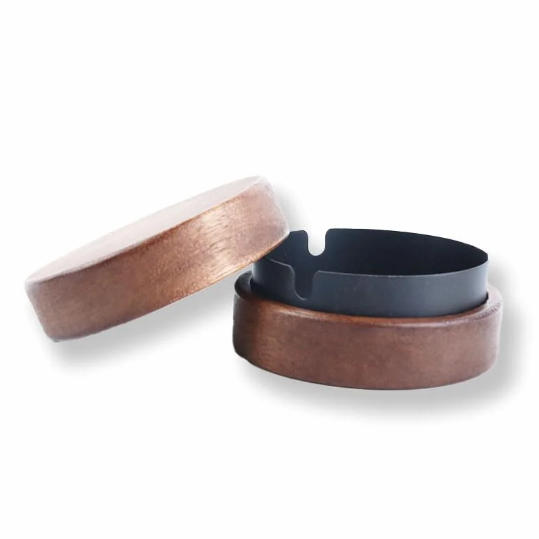 Posacenere antivento in legno con coperchio antiodore Nero