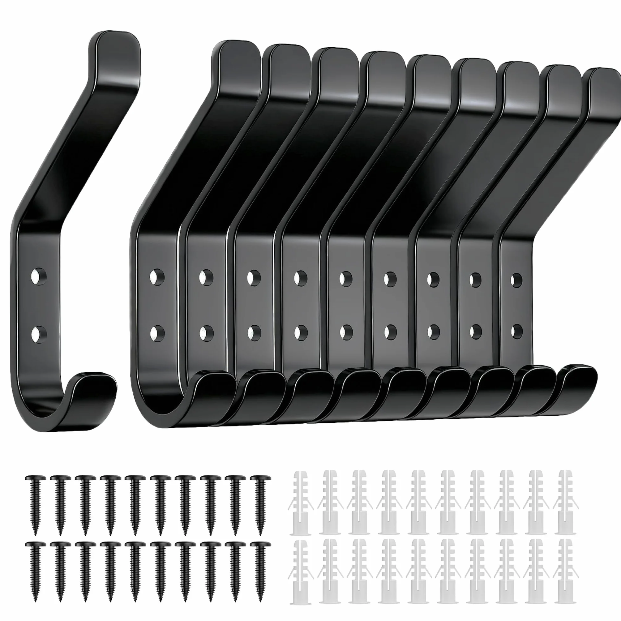 Susswiff Ganci Appendiabiti da 10 Pezzi, Ganci a Vite per Pannelli Acustici, Metallo Nero 10 cm