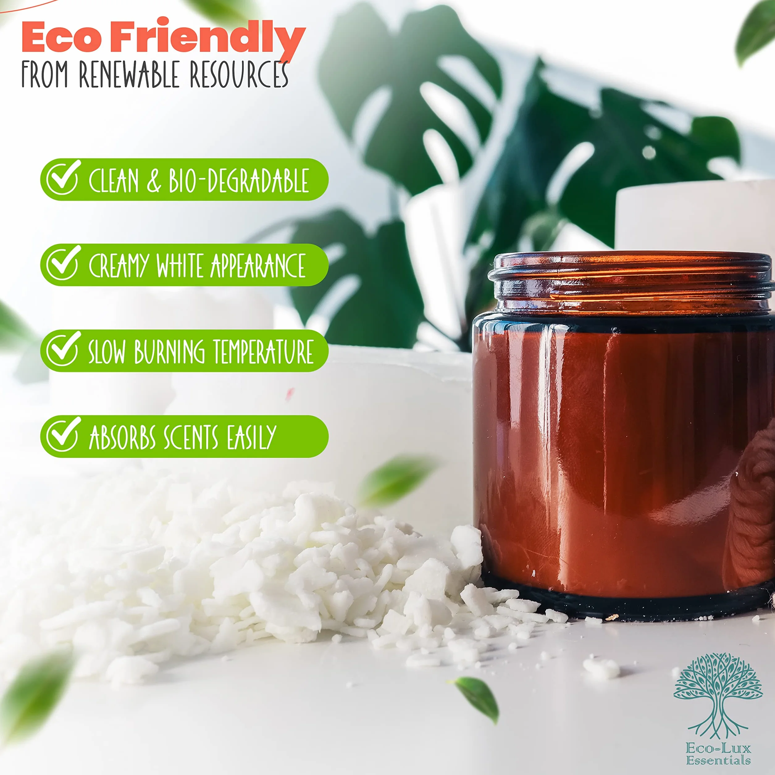 Eco Lux UK - Cera di soia bianca in fiocchi di cera di soia di alta qualità, 100% naturale, vegana e cruelty free, biologica, per realizzare candele, cera di soia senza additivi, innocua e pura (4 kg)