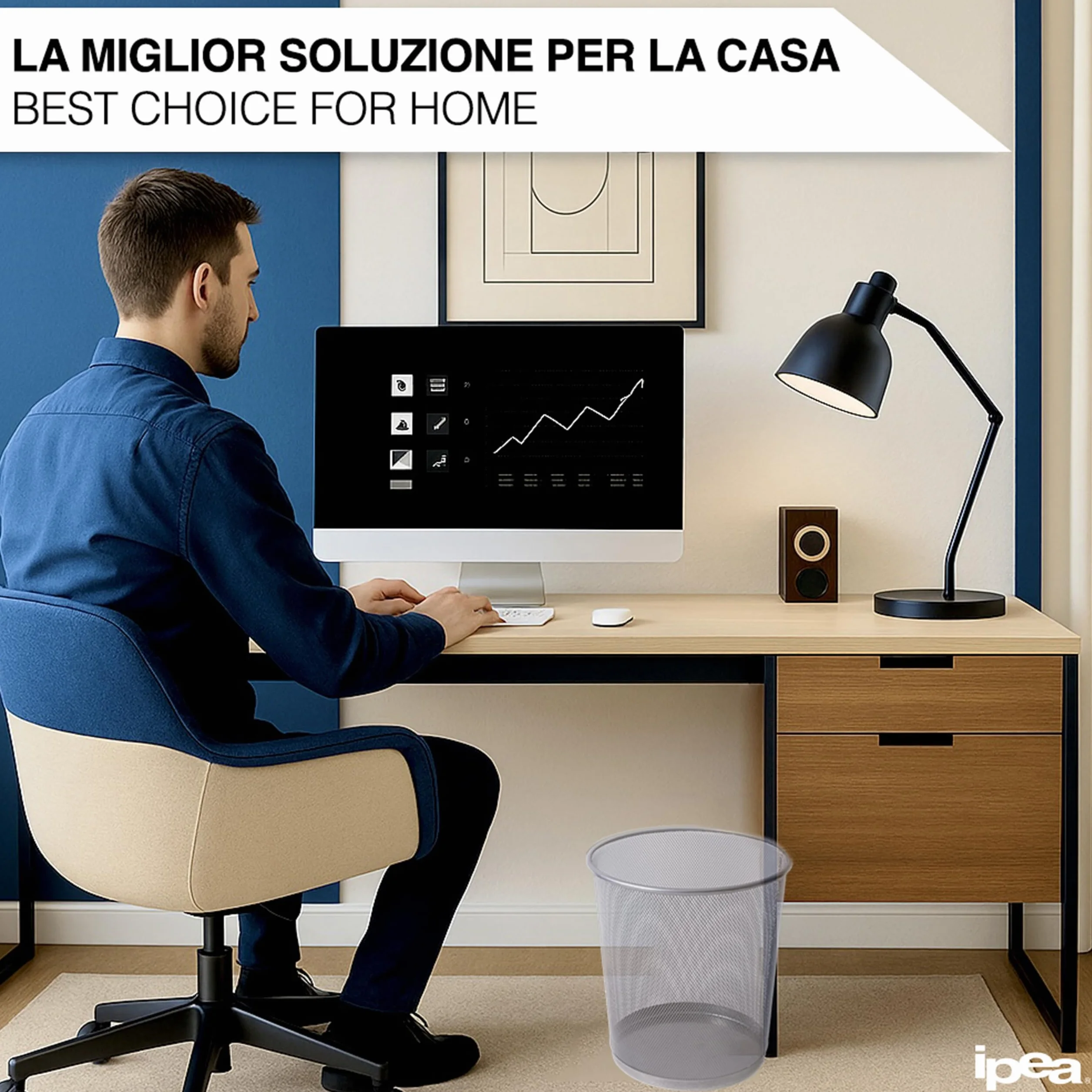 IPEA Cestino per la Carta in Rete Metallica 26x23 cm Metallo Cesto Spazzatura per Ufficio Casa Scuola
