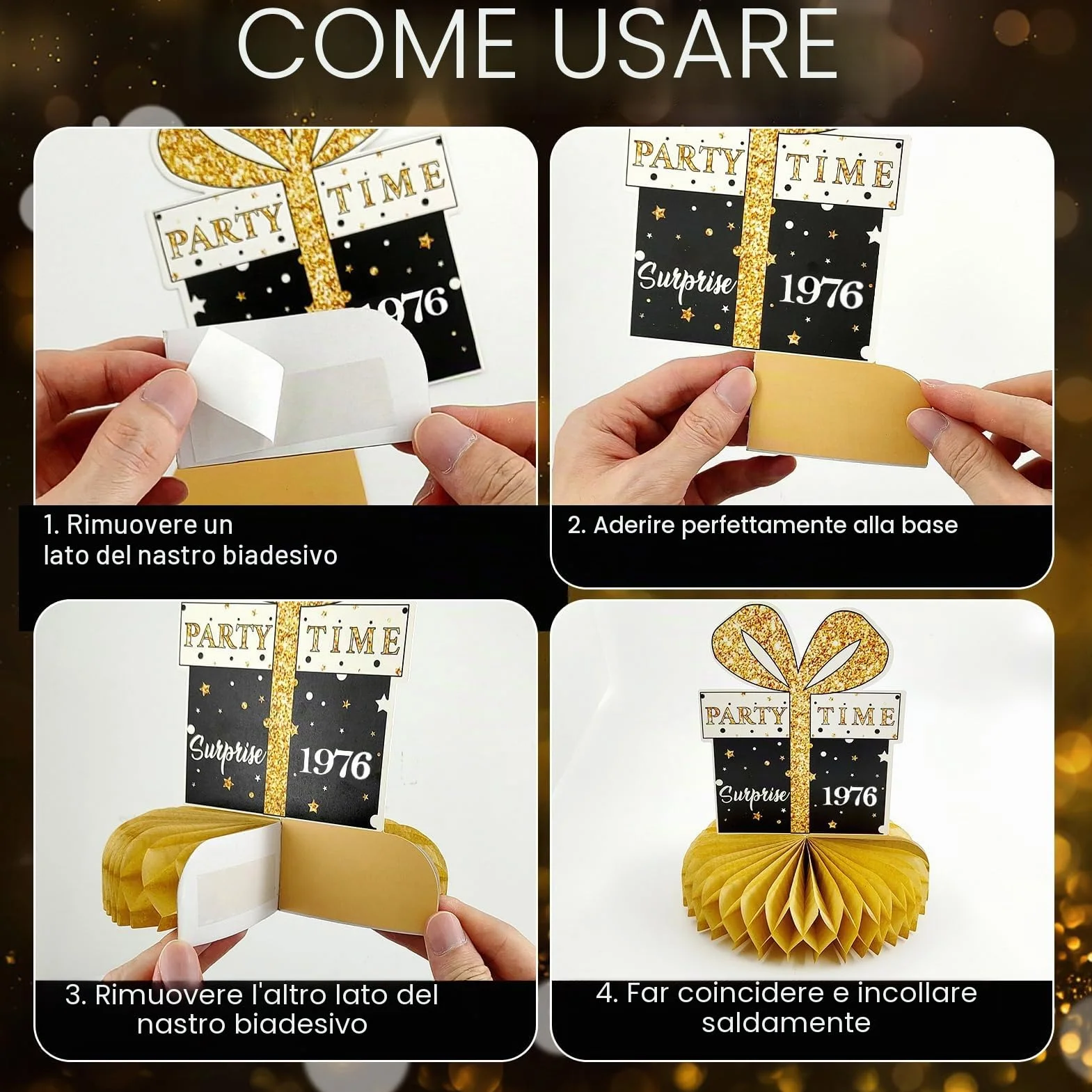 9 Pezzi Centrotavola Compleanno,Centrotavola a Nido d'Ape Oro Nero Decorazioni,Toppers da Tavolo,Compleanno Centrotavolo per Uomini e Donne,Feste di Compleanni (HB-2026-50)