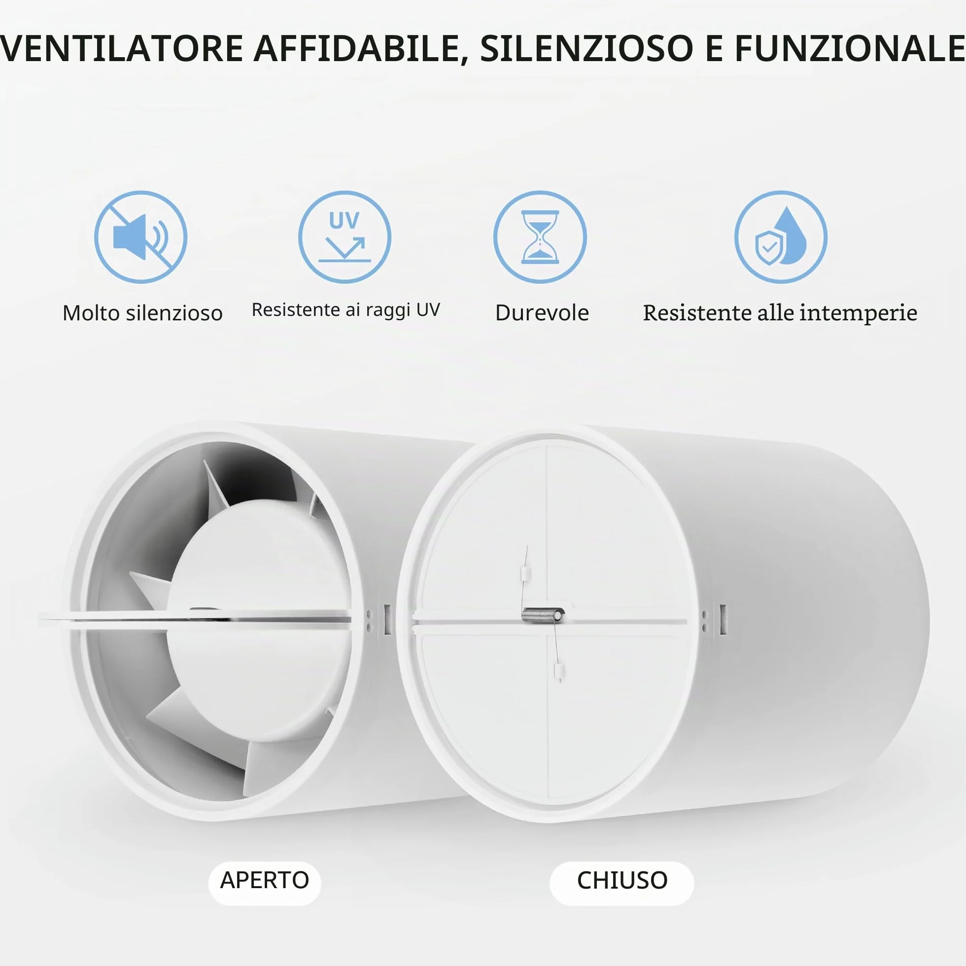 Inline 100 - Estrattore di Ventola per Canali Silenziosi in Linea - 230V - 50Hz - 12W - 130 m³/h - 34 dB
