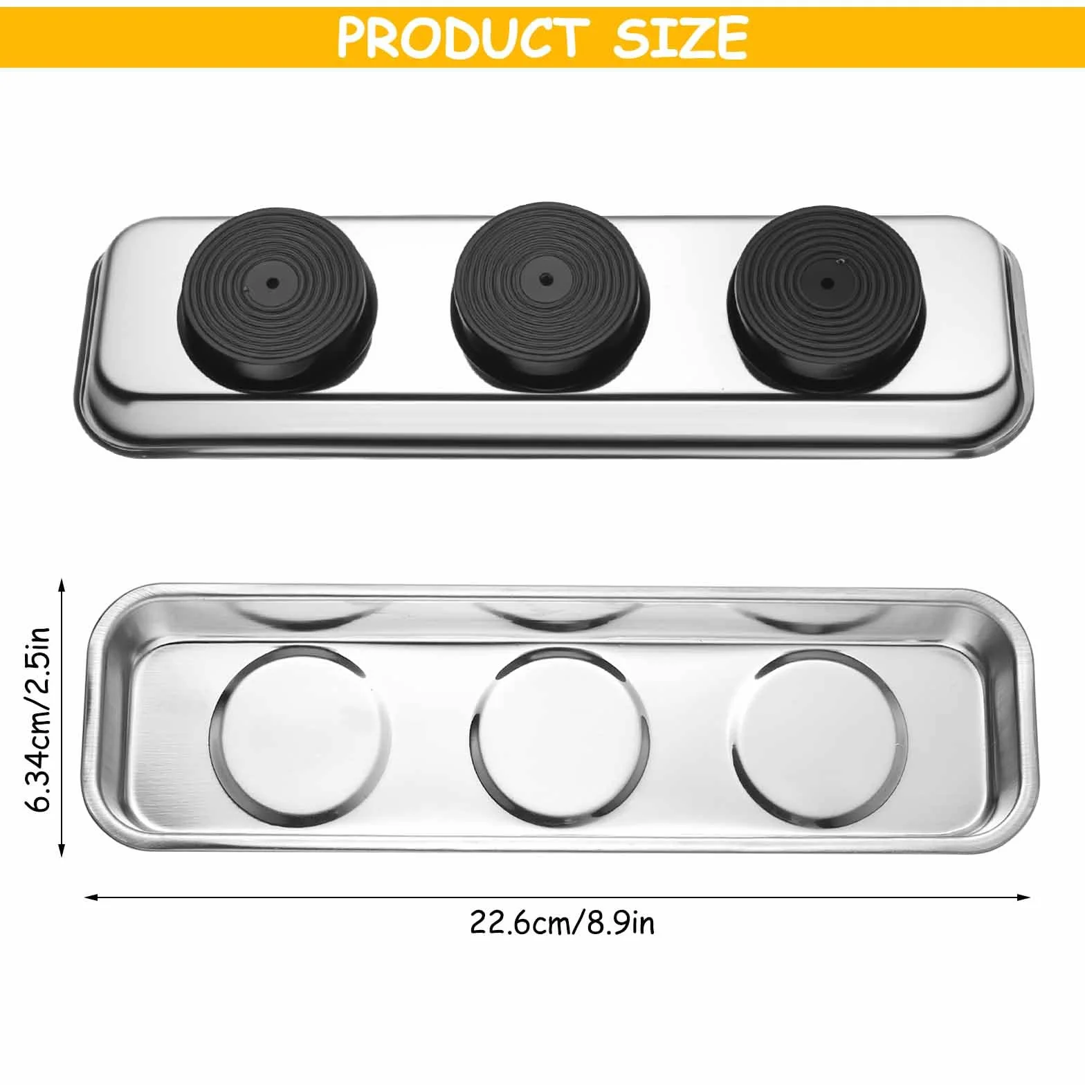 3 Pz Vassoio Magnetico in Acciaio Inossidabile, Vassoi Magnetici in Acciaio Inox, Vaschetta Magnetico per Dadi e Bulloni Utensili in Metallo Strumento (22,6 x 6,5 cm)
