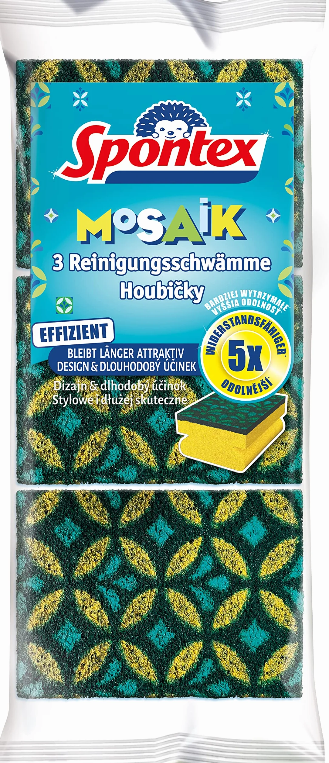 Spontex Spugna per pulizia a mosaico, con tecnologia anti-pelucchi e pratica maniglia, colore non selezionabile, confezione da 3