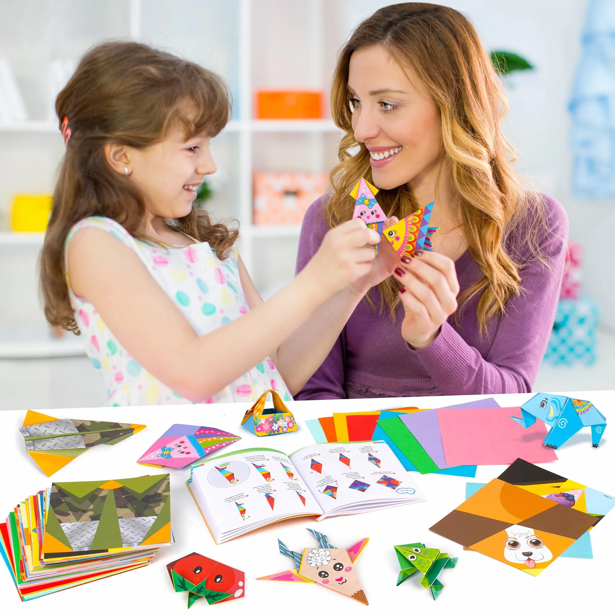 Mocoosy Carta per Origami per Bambini, 224 Fogli Fronte-retro con Tutorial Video e Libro, 72 Modelli, Kit Artigianato Regalo
