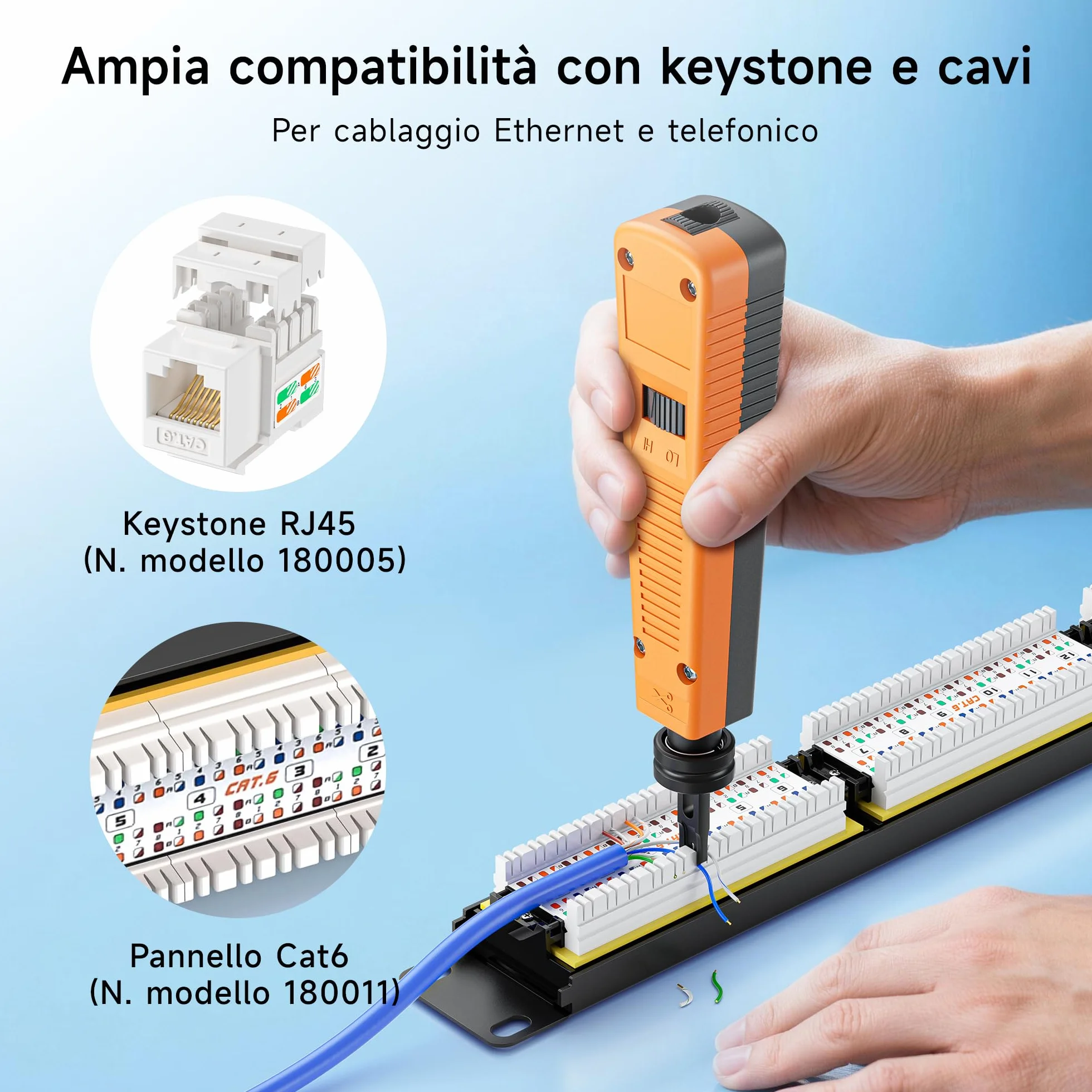 Cable Matters 110 Punch Down Tool con lama 110, strumento Ethernet Punchdown, strumento Keystone Punch Down per rete Cat 8, Cat 7, Cat 6A, Cat 6, Cat 5e, Cat 5