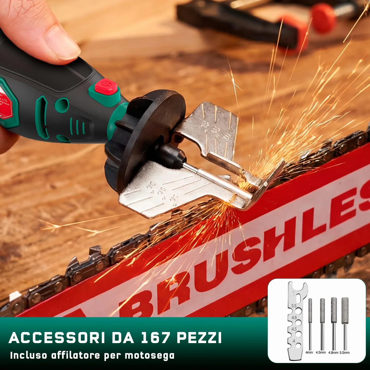 HYCHIKA Utensile Rotante 150W 7 Velocità 10000-33000 giri/min 167 Accessori