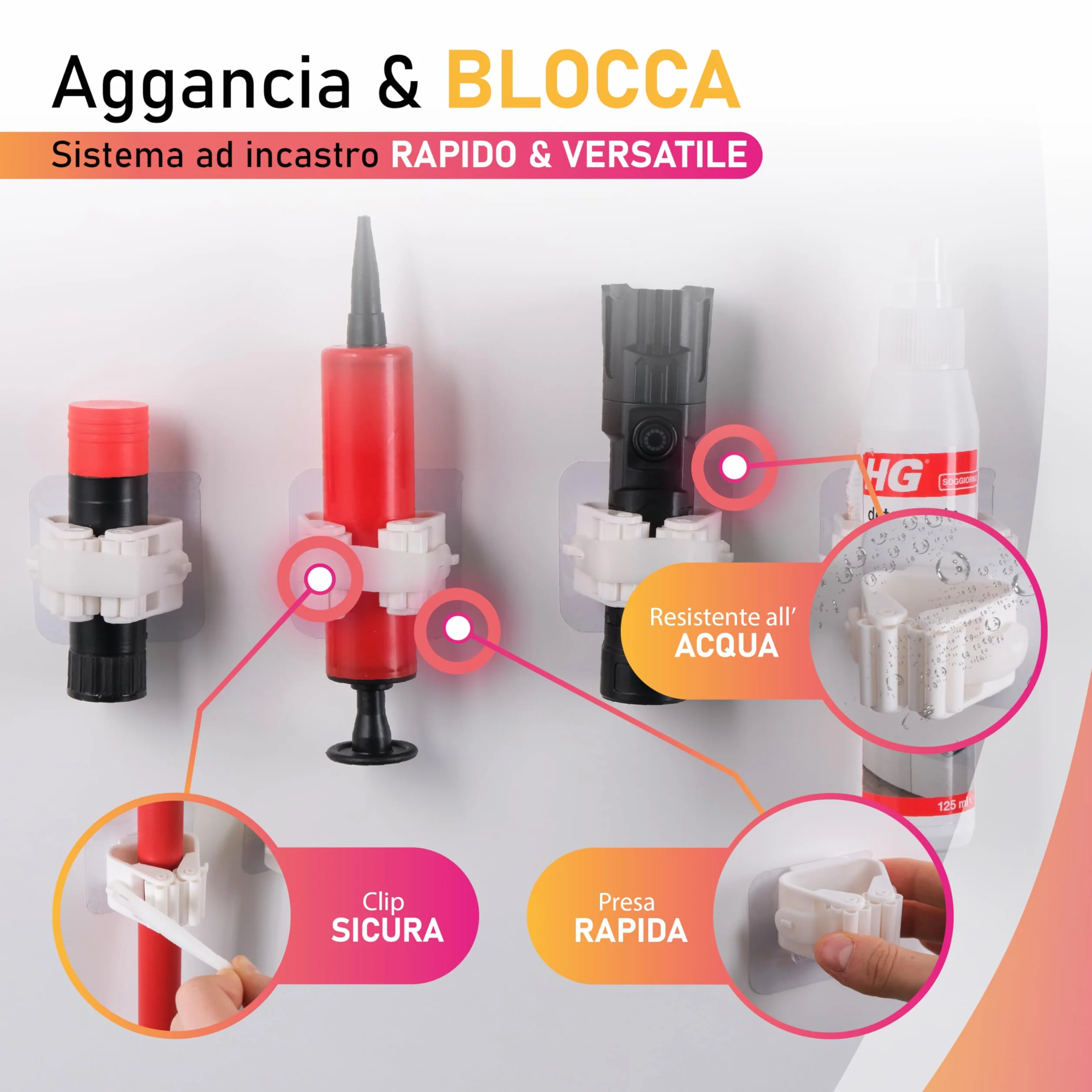 Generico Porta Scopa Adesivo Ultra Resistente da Parete (Set 4) – Ganci Senza Fori per Scope e Mop – Supporto Porta Scope Cucina, Bagno e Garage – Impermeabile, Antiscivolo con Fissaggio Forte
