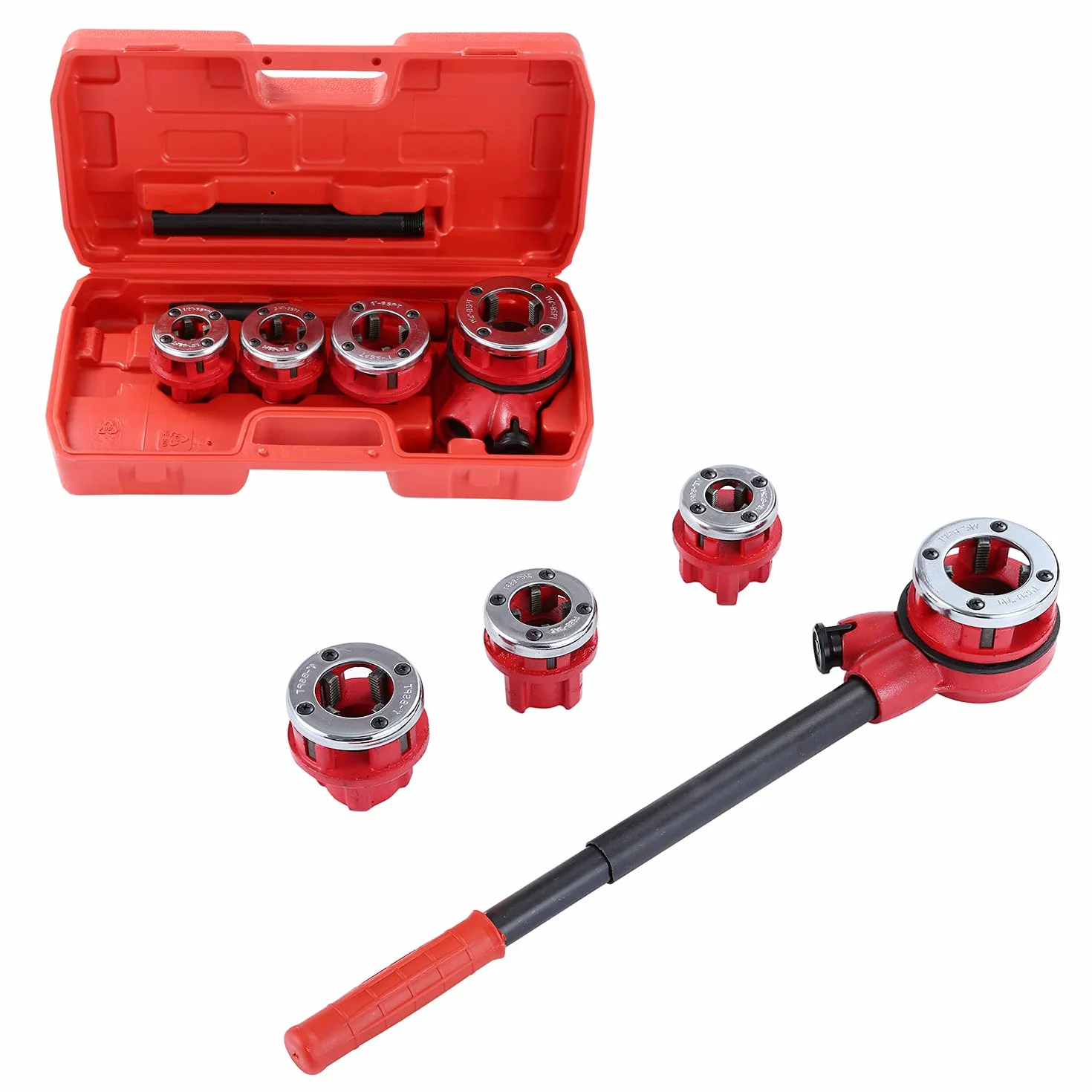 Kit di filettatura per tubi idraulici Set di filettatrici manuali in acciaio per idraulici con 4 filiere 1/2" 3/4" 1" 1-1/4". per l'installazione di tubazioni acqua e gas KATSÙ 318504
