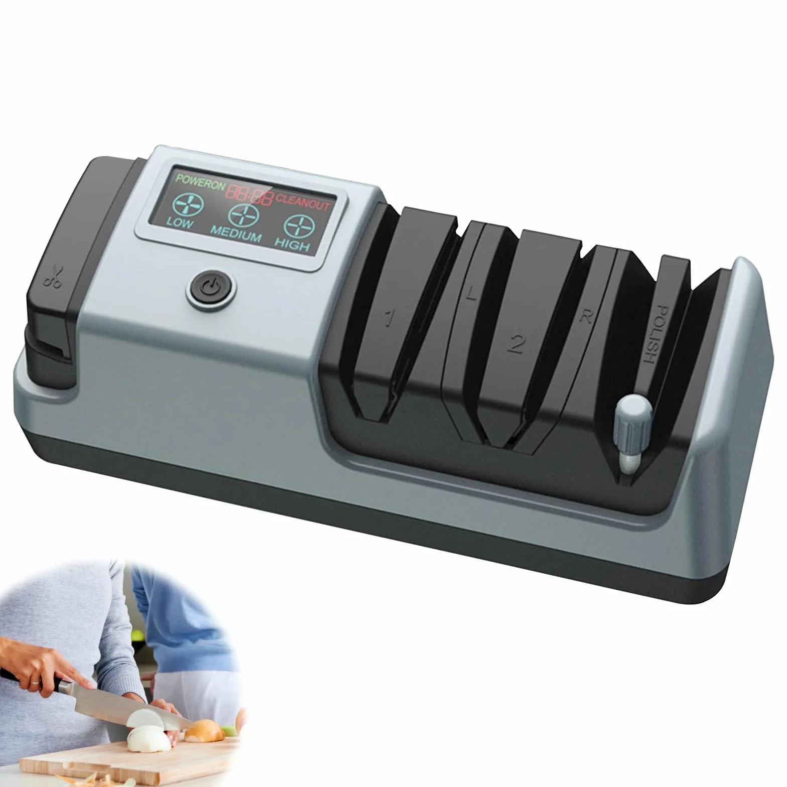 Affilacoltelli Elettrico, Affilacoltelli Professionale Diamantato Con Display LCD, Sistema Di Affilatura A 3 Stadi Con Diamante, Guida Angolare Di Precisione Per Affilatura Coltelli Da Cucina