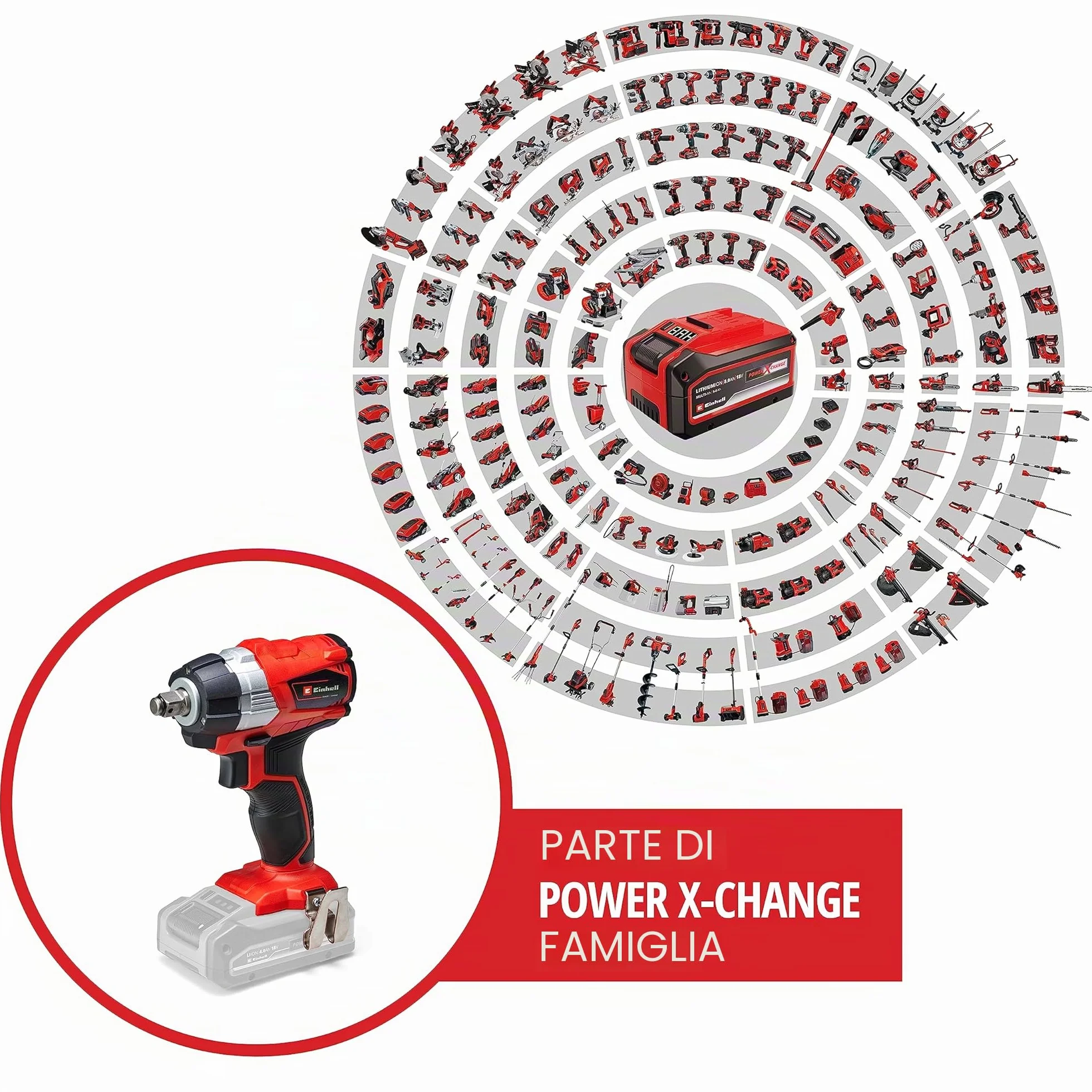 Einhell Avvitatore a impulsi a batteria TP-CW 18 Li Brushless-Solo Power X-Change (18V, motore brushless, giri al min. 0-2900, torsione 215Nm,adattatore bits esagonale,senza batteria e caricabatteria)