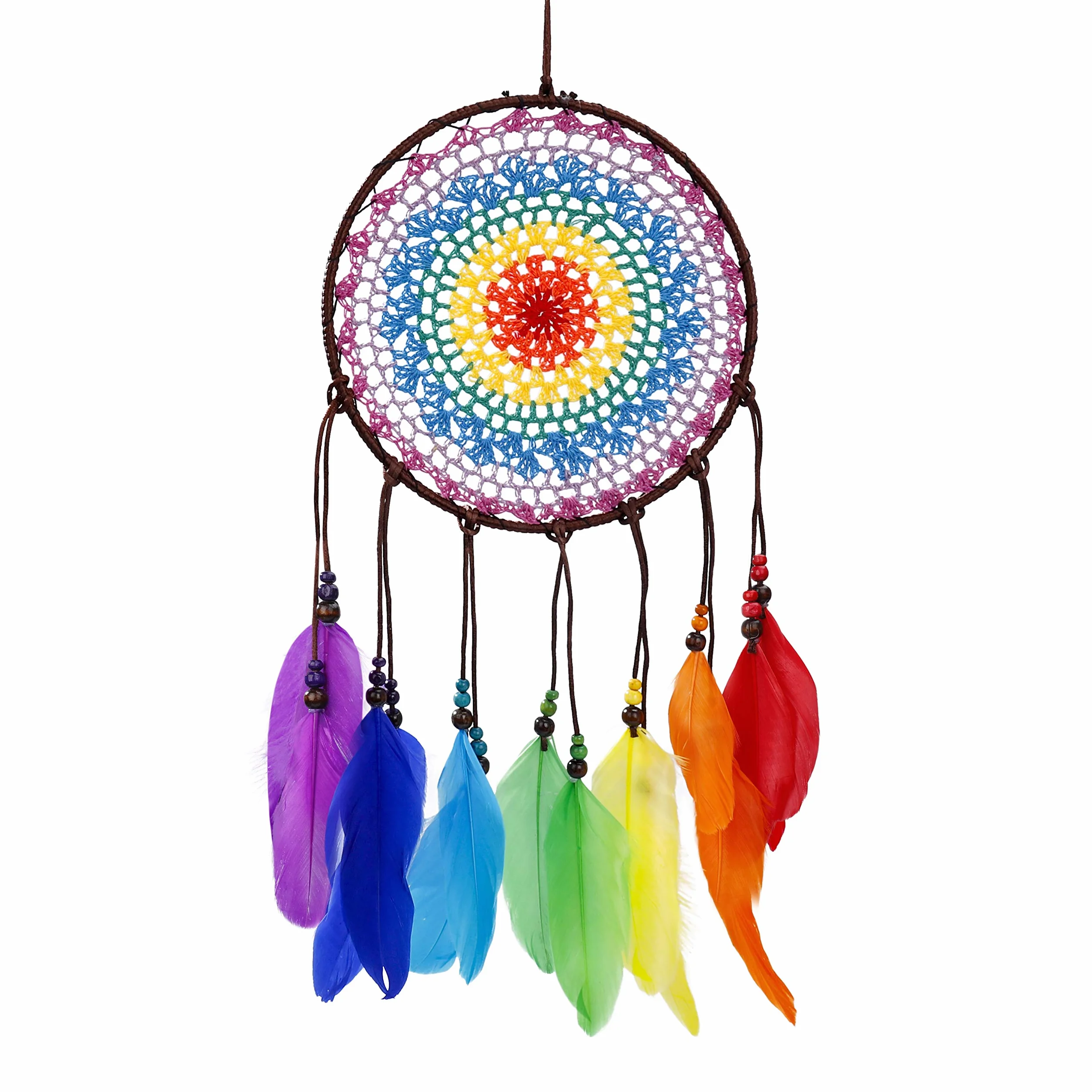 Acchiappasogni Grande Fatto a Mano Piume Colorate Ornamento da Parete Decorazione Casa Regalo
