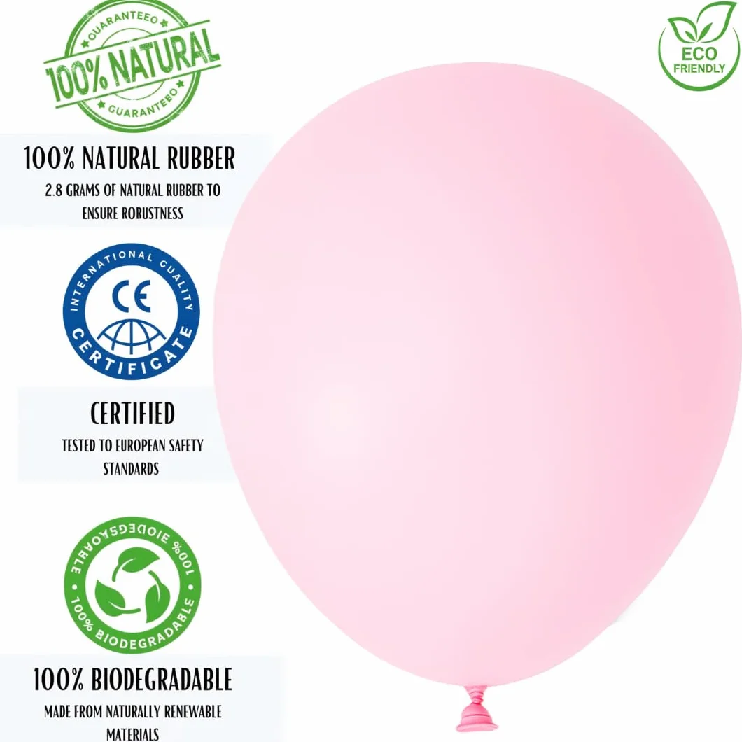 Palloncini Rosa Pastello 30 Cm Lattice Naturale Biodegradabili Gonfiabili Aria Elio Baby Shower