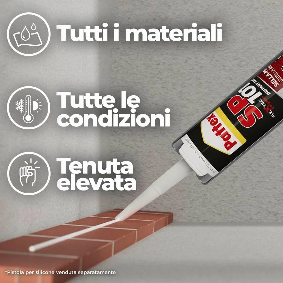Pattex SP101 Transparent, Silicone trasparente per interni ed esterni, Sigillante liquido neutro e multimateriale, Sigillante polimerico in cartuccia, 1x280ml