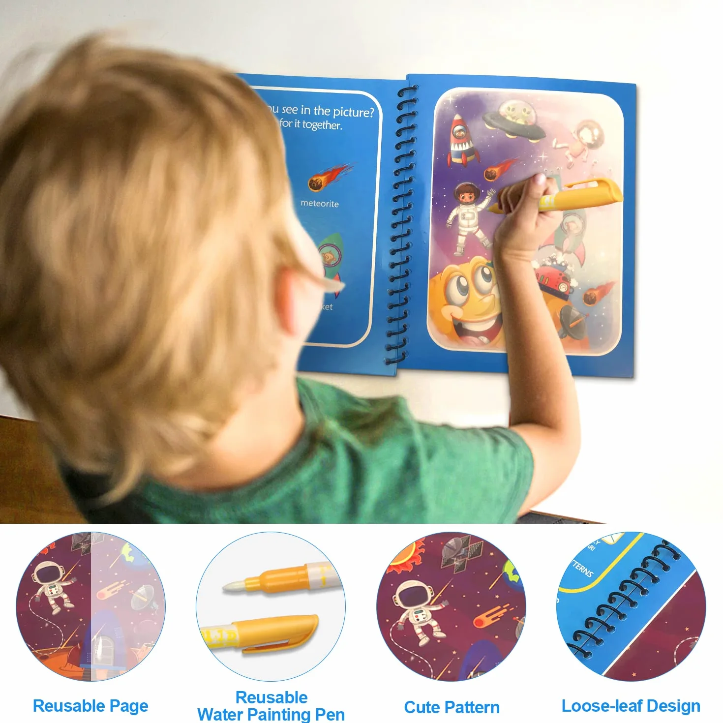 Libro Magico da Colorare 6 Pezzi Libro ad Acqua per Bambini Libro da Disegno ad Acqua Riutilizzabile con 6 Penna Acqua Regalo per Bambini Bambina