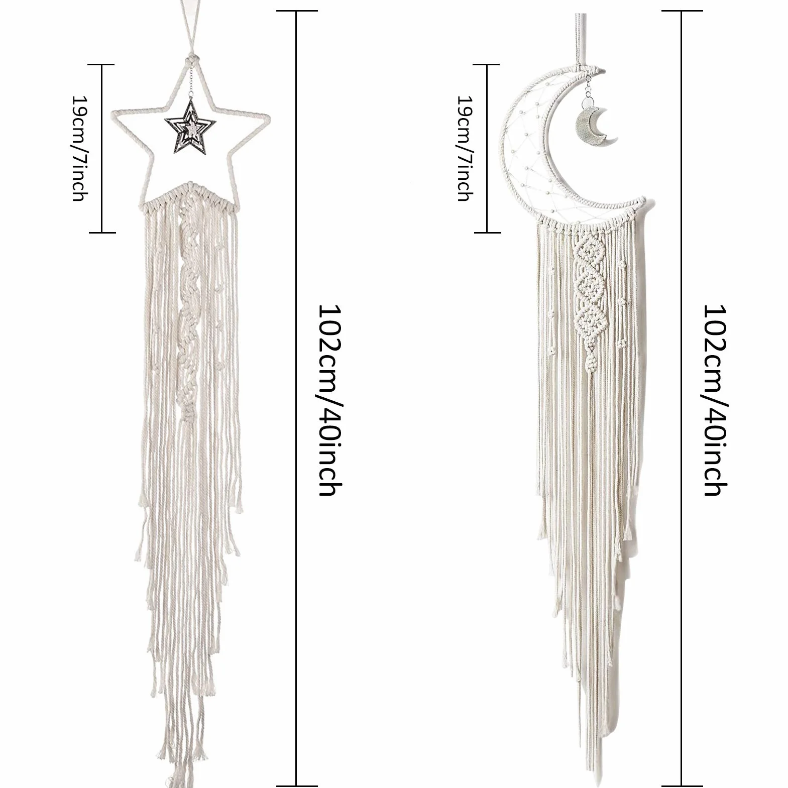 Tarklanda Acchiappasogni Macrame con LED String Light Boho Decorazioni Fatti a Mano Dreamcatcher Parete Luna Stella Regalo Camera Letto Ragazza