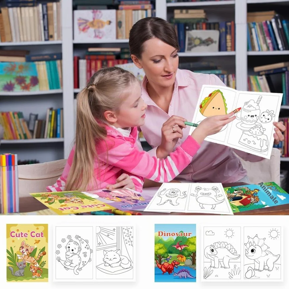 Aannanl 24 mini libri da colorare per bambini 2-8 anni regali feste attività scolastiche
