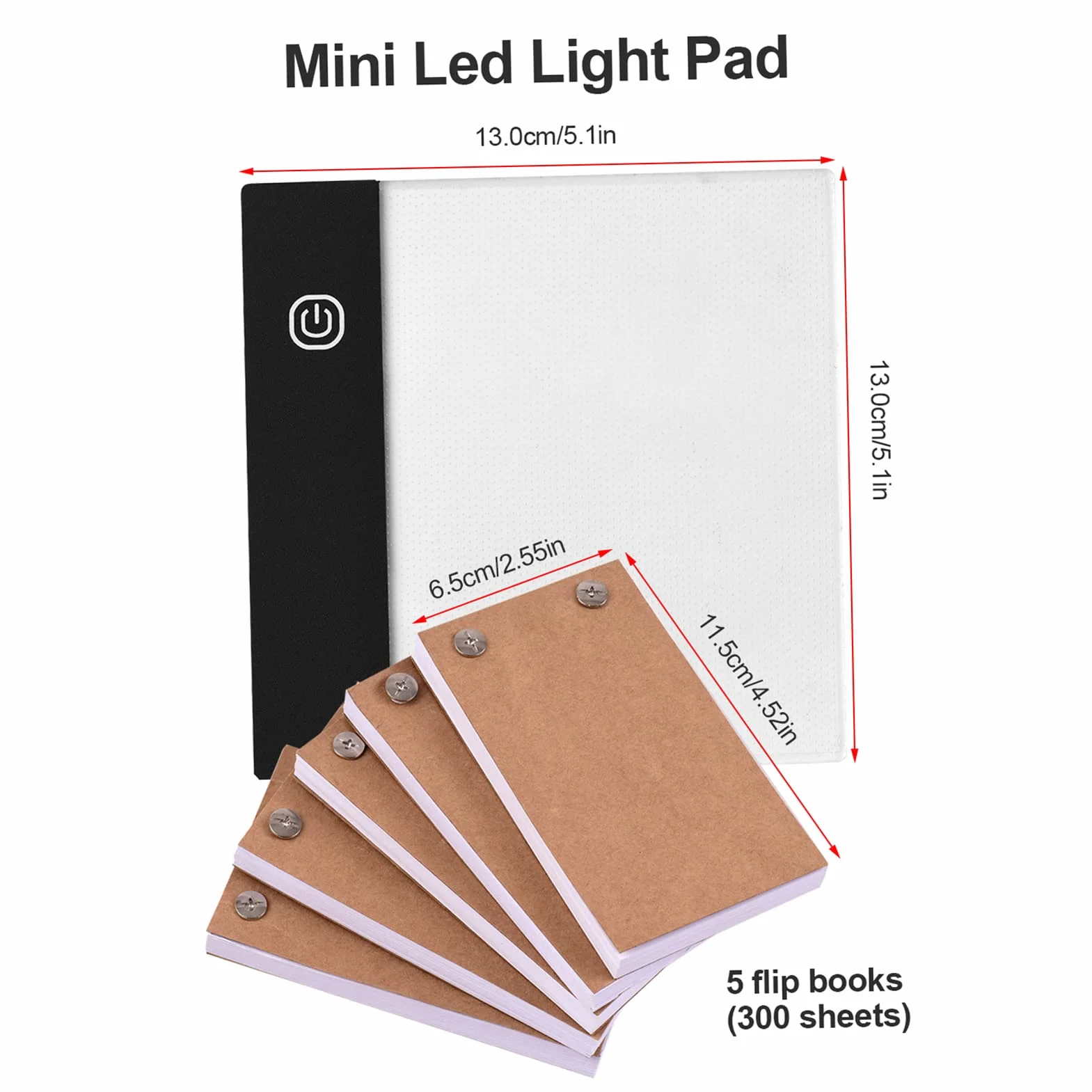 Irfora Kit libro pieghevole con Mini Pad Light Box LED Design Tablet con Foro 300 Fogli Flipbook Carta Viti di giunzione per Disegno Aniione Schizzo Creazione