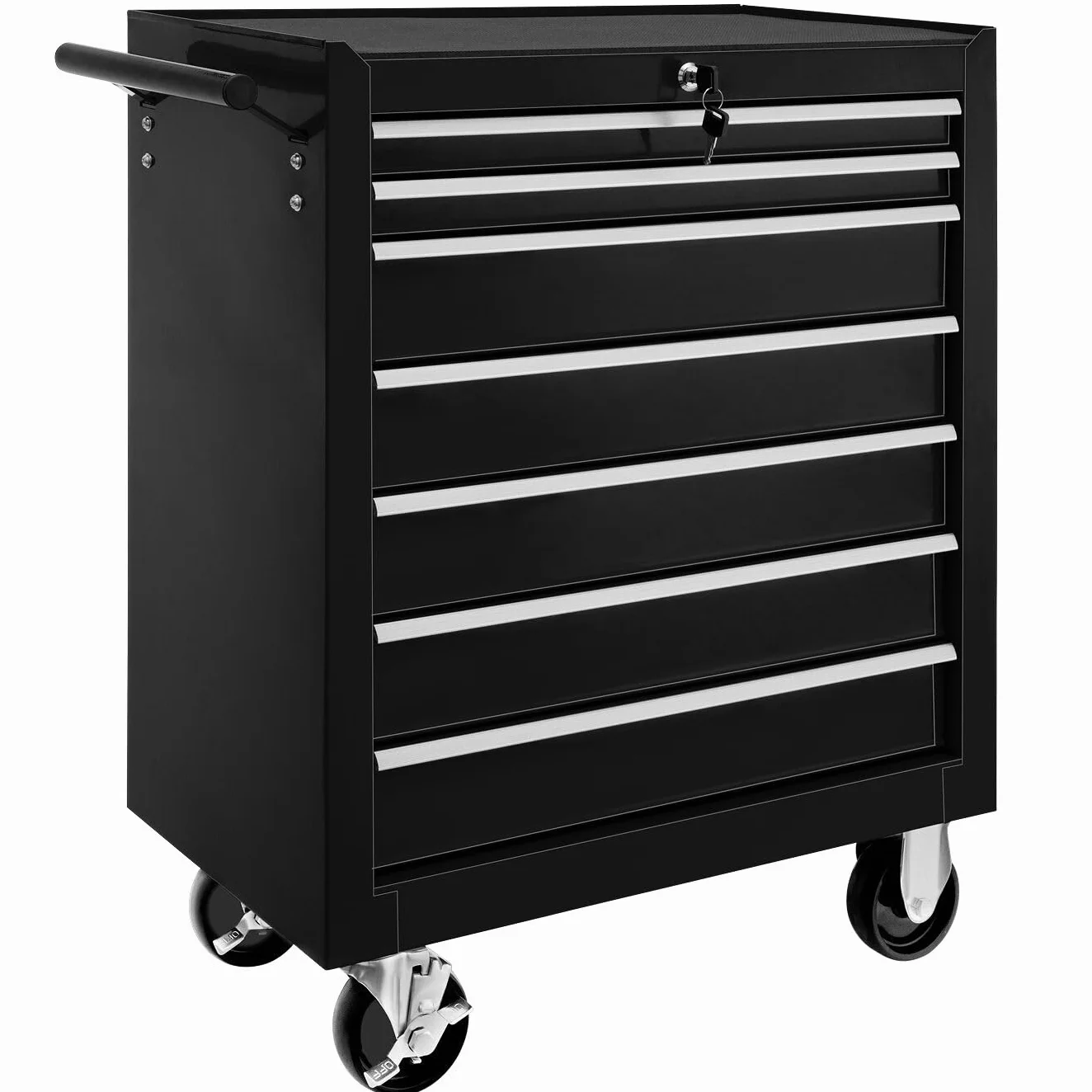 Tectake Carrello Portautensili 7 Cassetti con Ruote Nero