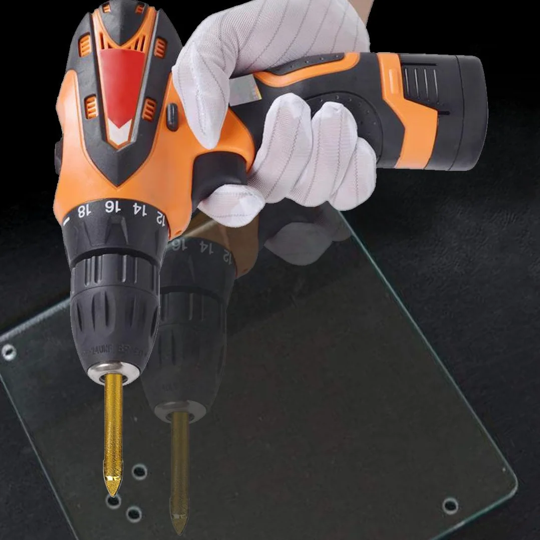 Punta Vetro HTBAKOI Punte Trapano per Bucare Vetro Ceramica Piastrelle Cristallo in Acciaio di Tungsteno con Codolo Esagonale Rivestimento in Titanio Set di 6 Pezzi 3mm 4mm 5mm 6mm 8mm 10mm