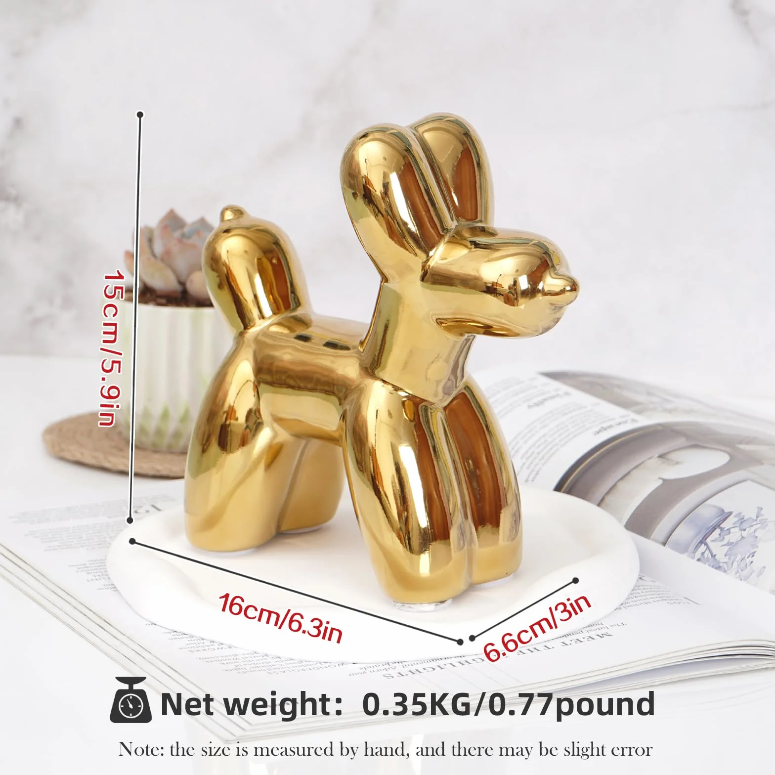 Ceramiczna statuetka psa w kształcie balonu, ręcznie robiona, nowoczesna dekoracja
