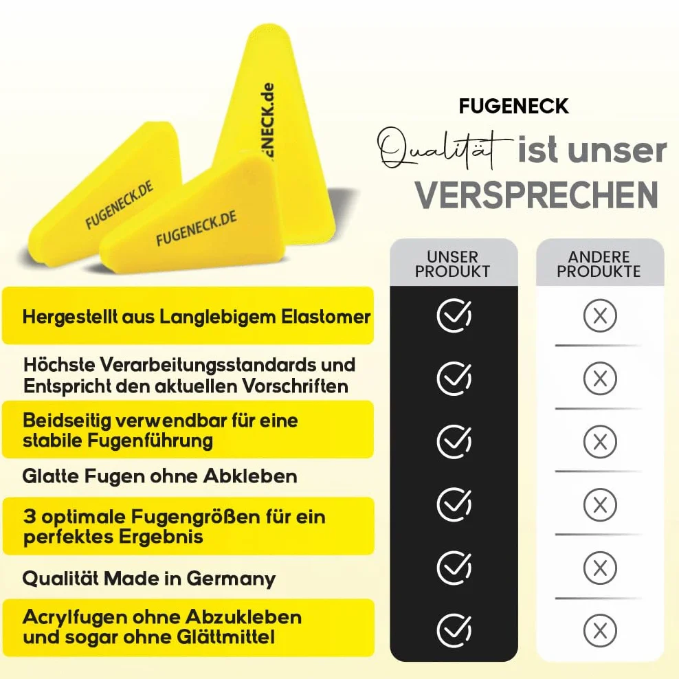Estrattore professionale per fughe – design unico con bordi speciali – 3 diverse dimensioni – Strumento acrilico e silicone dalla Germania (1 pezzo giallo)