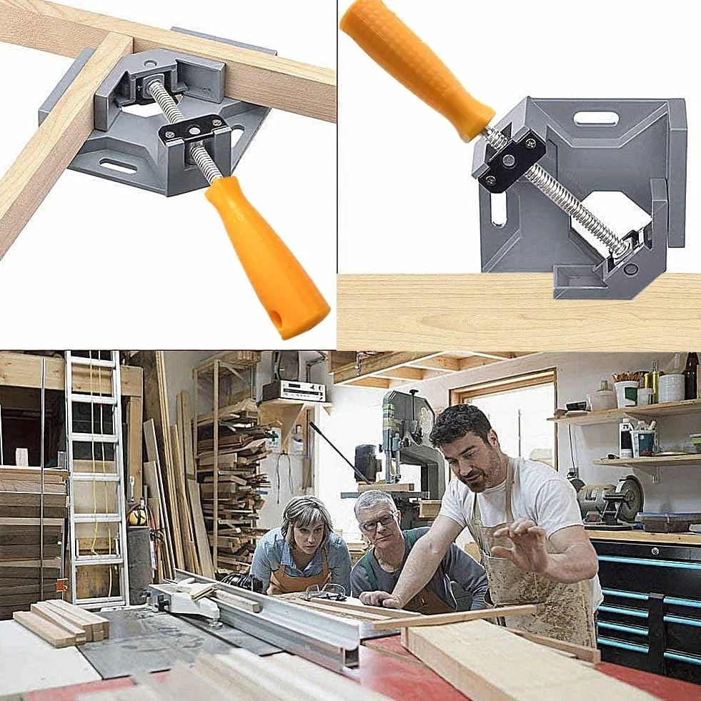 4 Pezzi Morsetti da Falegname a 90 Gradi, Morsetti Angolari per Legno, Morsetto Angolare a 90 Gradi, Manico Singolo Regolabile, per Lavorazione del Legno, Saldatura
