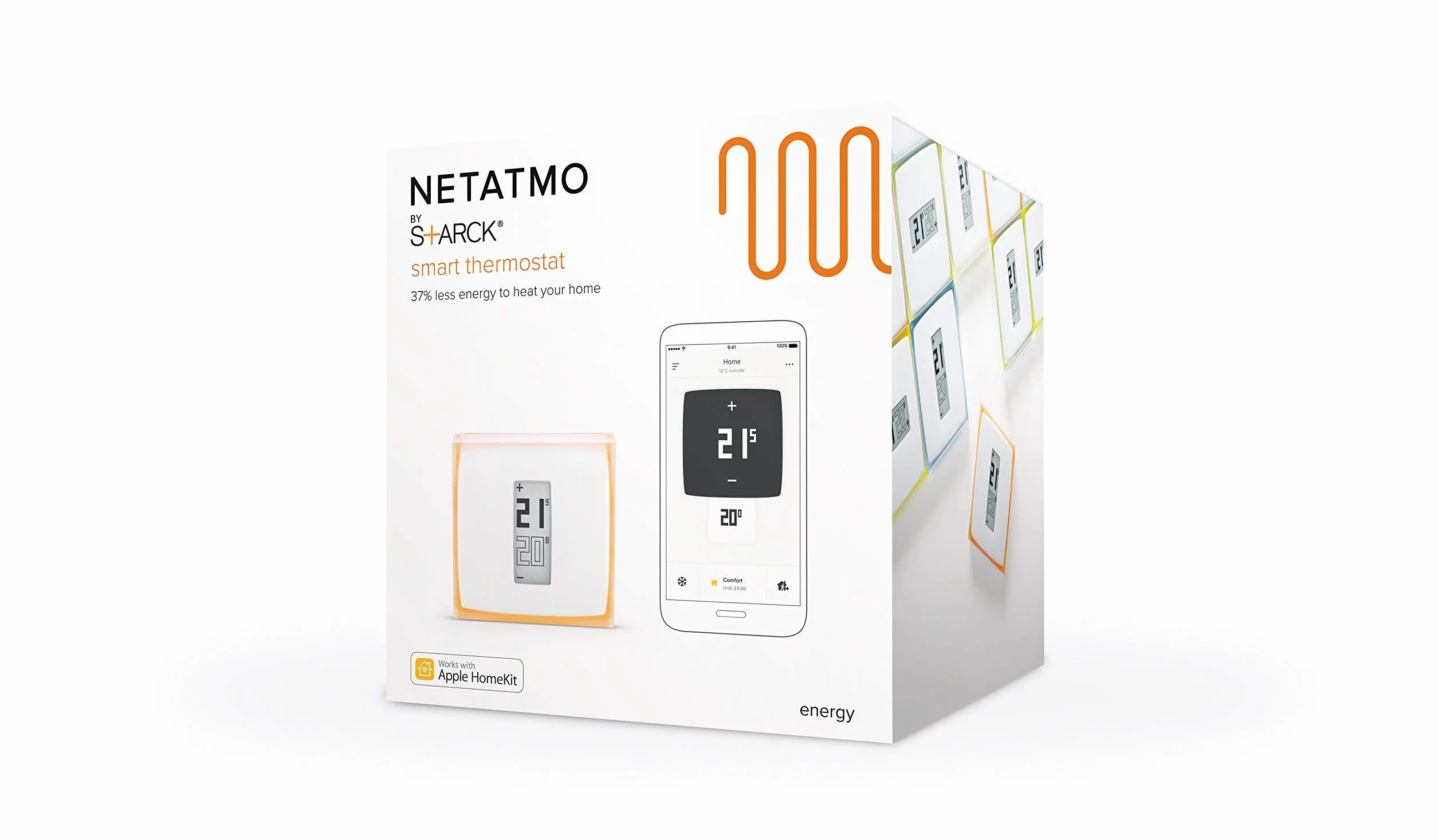 Netatmo by Starck Termostato Intelligente 83x83x22 mm bianco arancione Ricondizionato Certificato