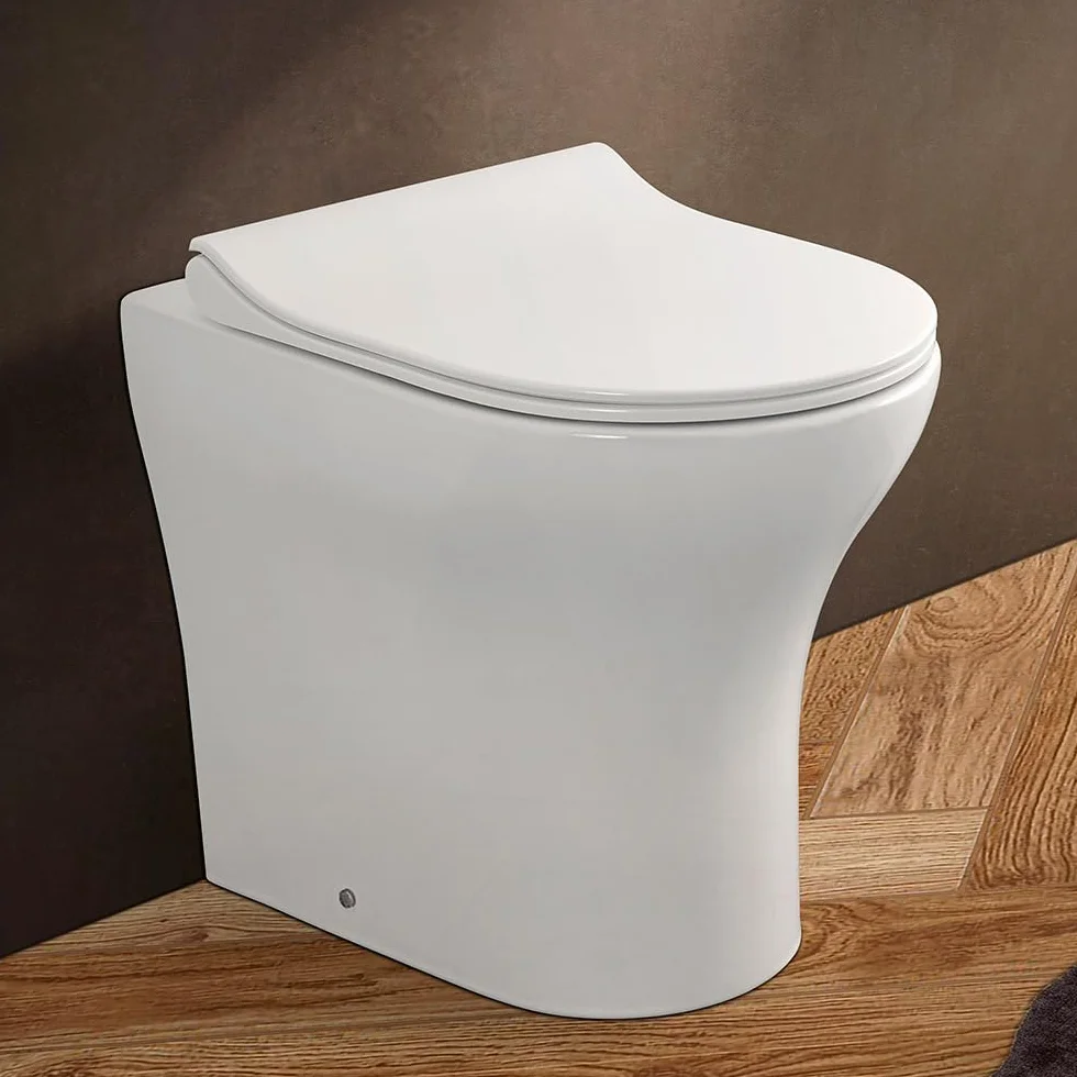 Wc singolo filomuro bianco lucido senza brida, scarico universale a parete o a pavimento, fissaggi inclusi, ITACA