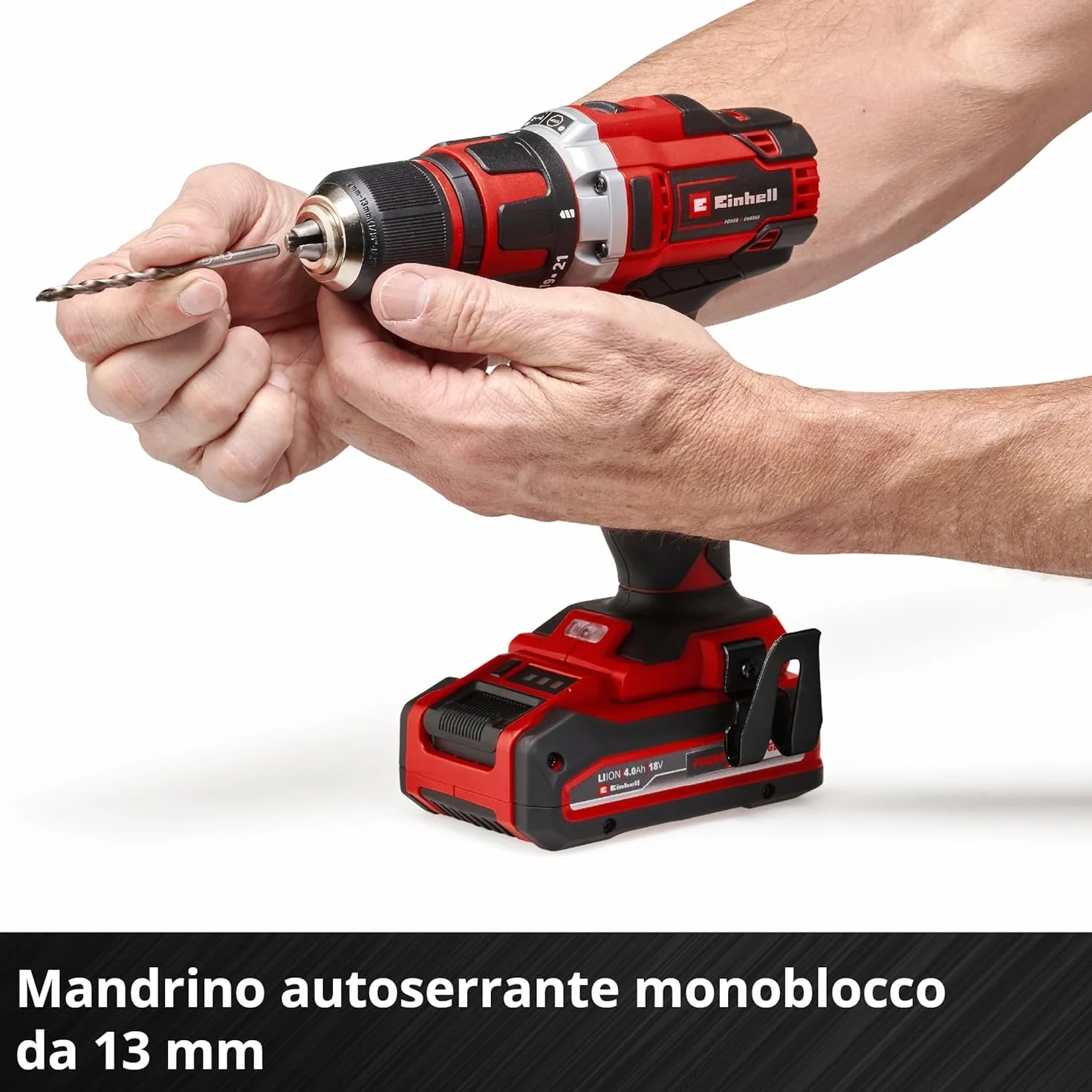 Einhell TE-CD 18/40 Li-Solo Trapano avvitatore a batteria Power X-Change (torsione 40Nm, vel. 1 giri al min. 400, vel. 2 giri al min. 1,500, mandrino 13 mm),Versione 2024