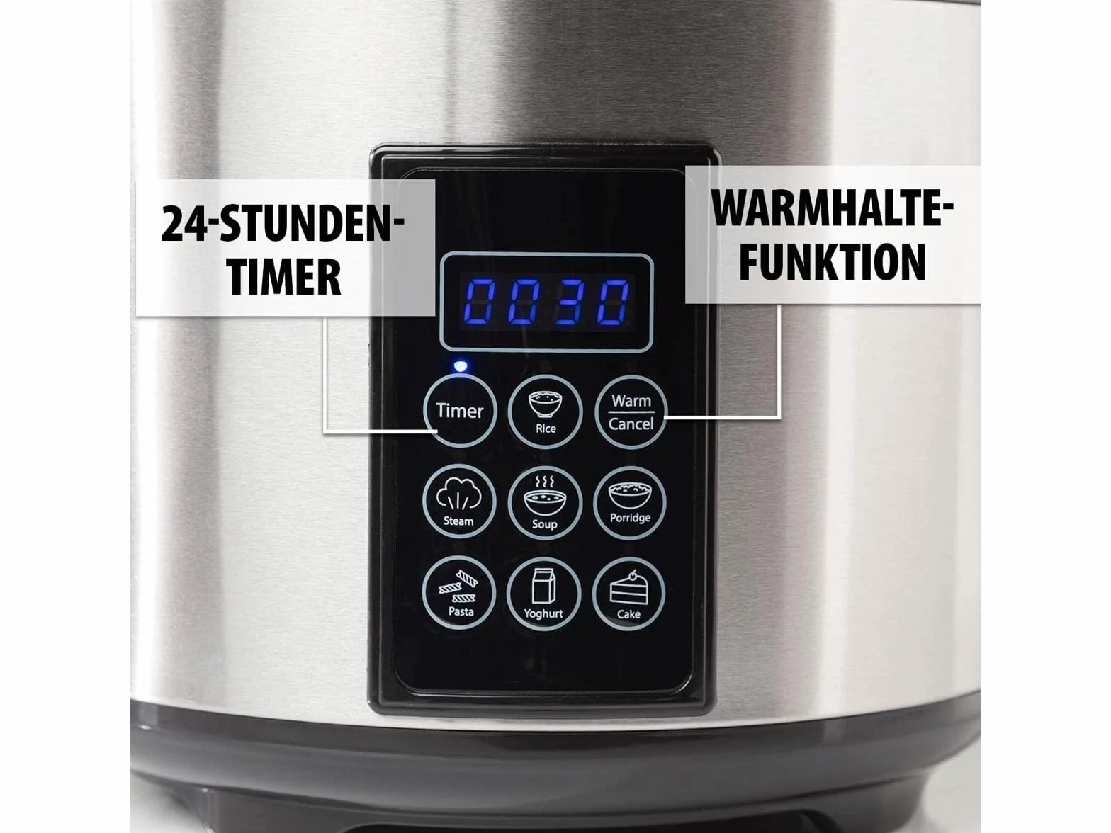Tristar Cuociriso E Vaporiera XL (2,2 L), Mantenimento In Caldo 24 H, 7 Programmi, Pannello Digitale, Timer, Per 8–10 Persone, BPA Free, Incl. Accessori, Argento, RK-6138