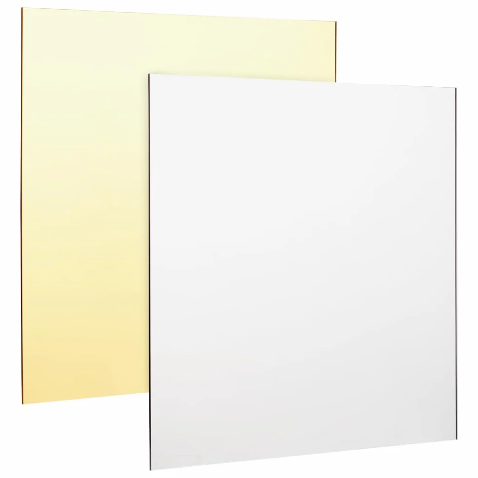 BENECREAT 2 pz 30x30 cm Fogli di Specchio Acrilico Fogli Acrilici Oro e Argento Specchio Opaco Lucido con Pellicola Attaccata