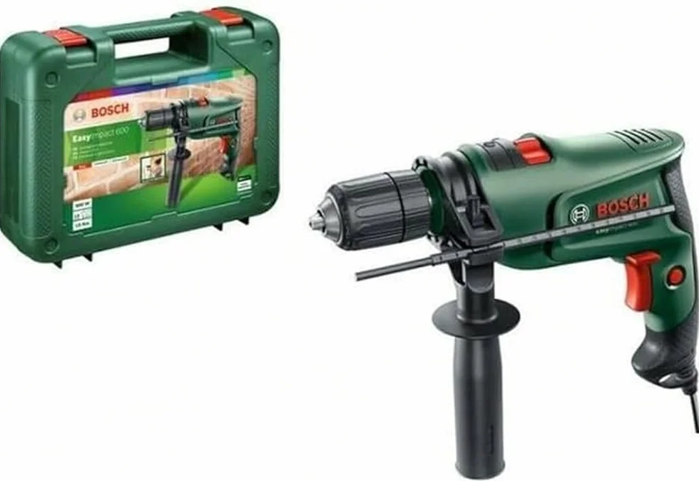 Bosch Home and Garden Bosch Trapano Elettrico a Percussione EasyImpact 600 (600 W, in Valigetta), Verde, 1/2 pollice
