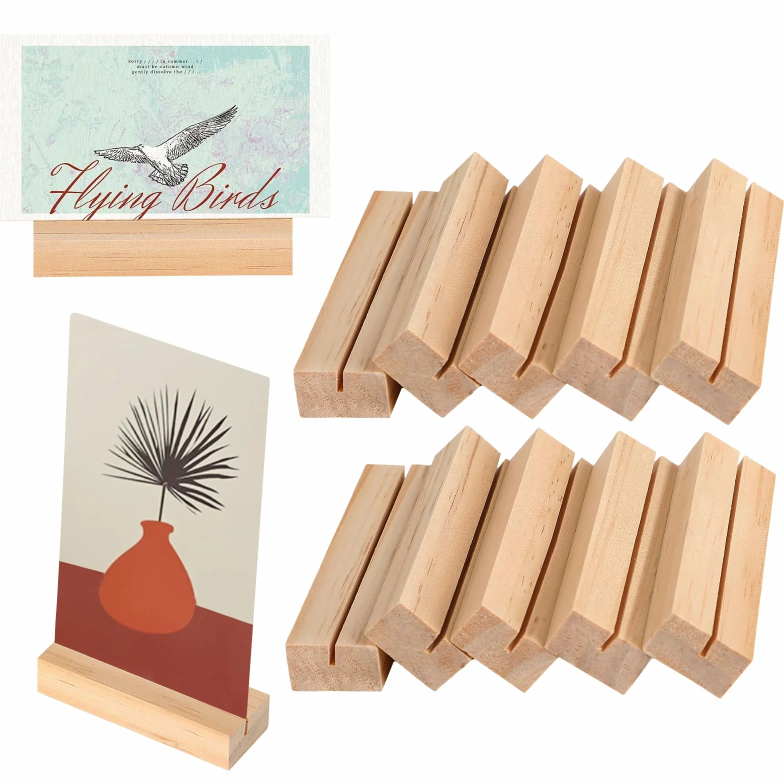 10 Portacarte in Legno - Porta Menu da Tavolo, in Faggio, 105×25×15 mm, come Portacarte, Portamenu, Portacartoline, per Matrimoni, Feste, Ristoranti ecc