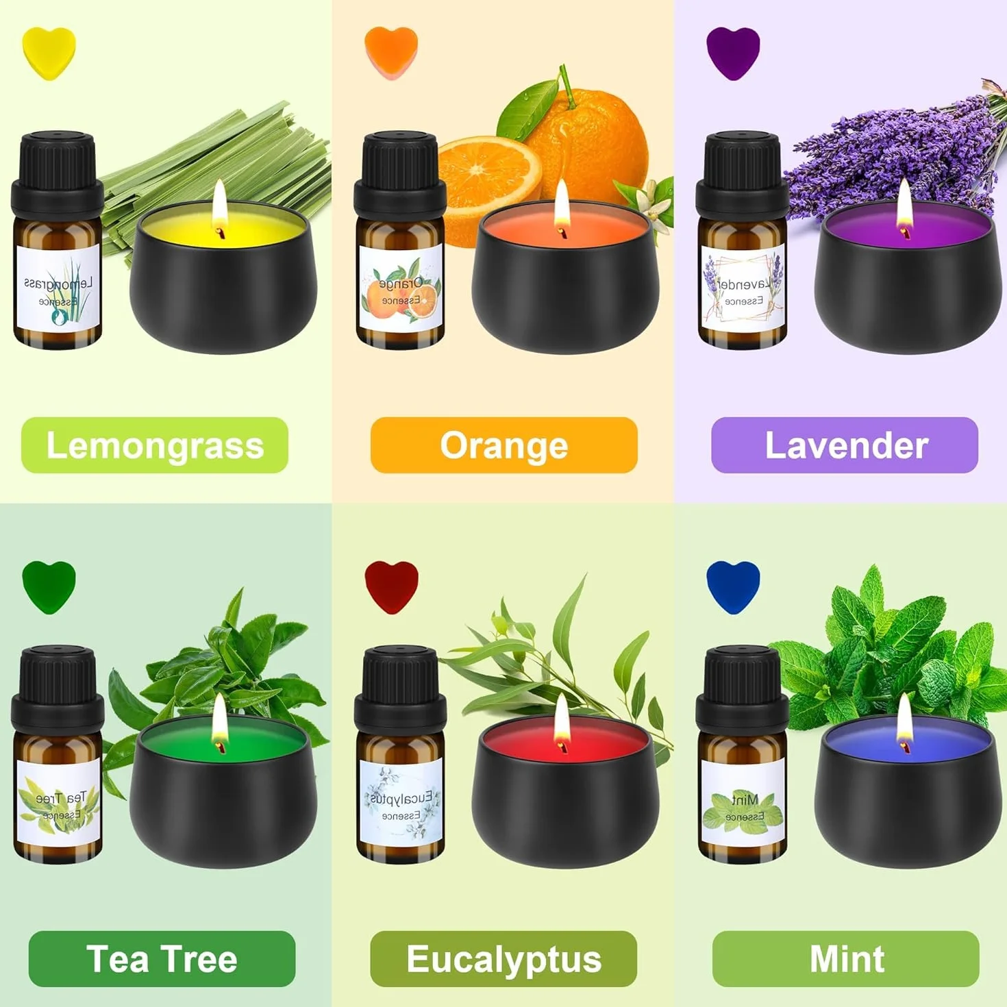 LDUMODUW crea il tuo set di candele, set per candele fai da te per adulti, crea il tuo set di candele profumate, regali di Natale con cera d'api da 625 g, 10 barattoli di candela, blocchi colorati