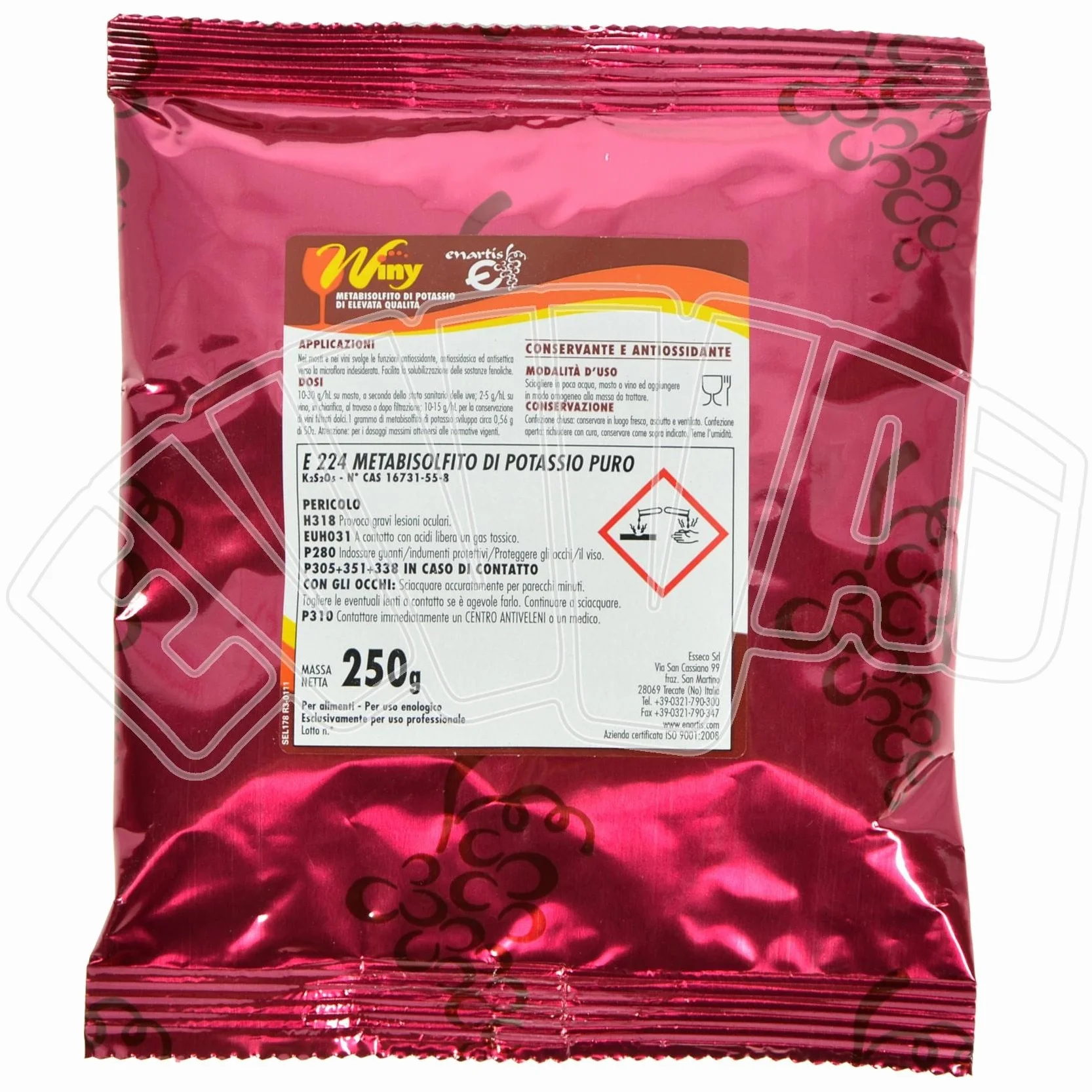 Metabisolfito di Potassio 250 g Inibente Selettivo Vino Enologia Sanitizzante