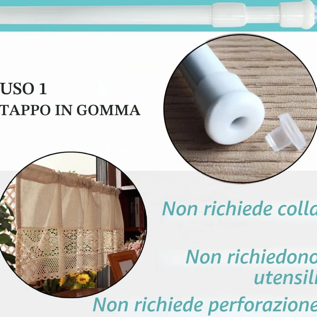 Aste per tende a pressione estendibili Bianco 30-45cm 2 unità