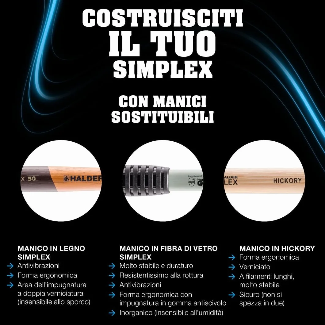 HALDER - Scatola d'azione per auto, martello delicato SIMPLEX D40, rame/metallo morbido + foratura | 3749s001