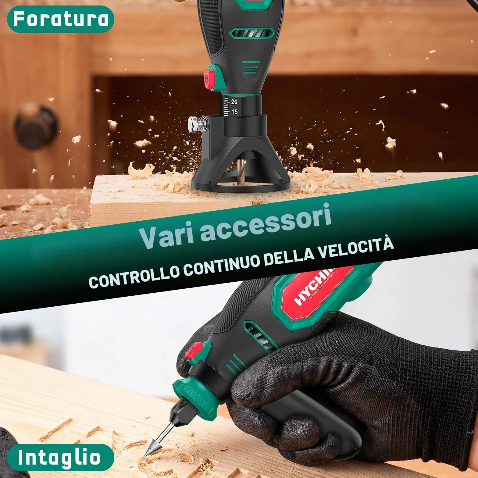 HYCHIKA Utensile Rotante 150W 7 Velocità 10000-33000 giri/min 167 Accessori