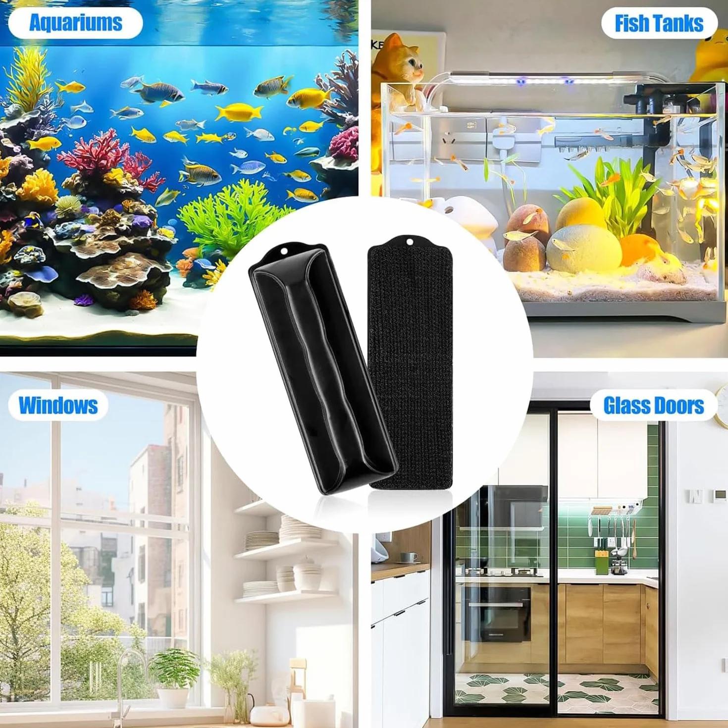Spazzola Magnetica Forte per Vetri D'acquario, Spazzola Magnetica per Acquario, Spazzola Magnetica per la Pulizia dell'acquario, Acquario Spazzola Calamita per Piscine in Vetro di Pesce