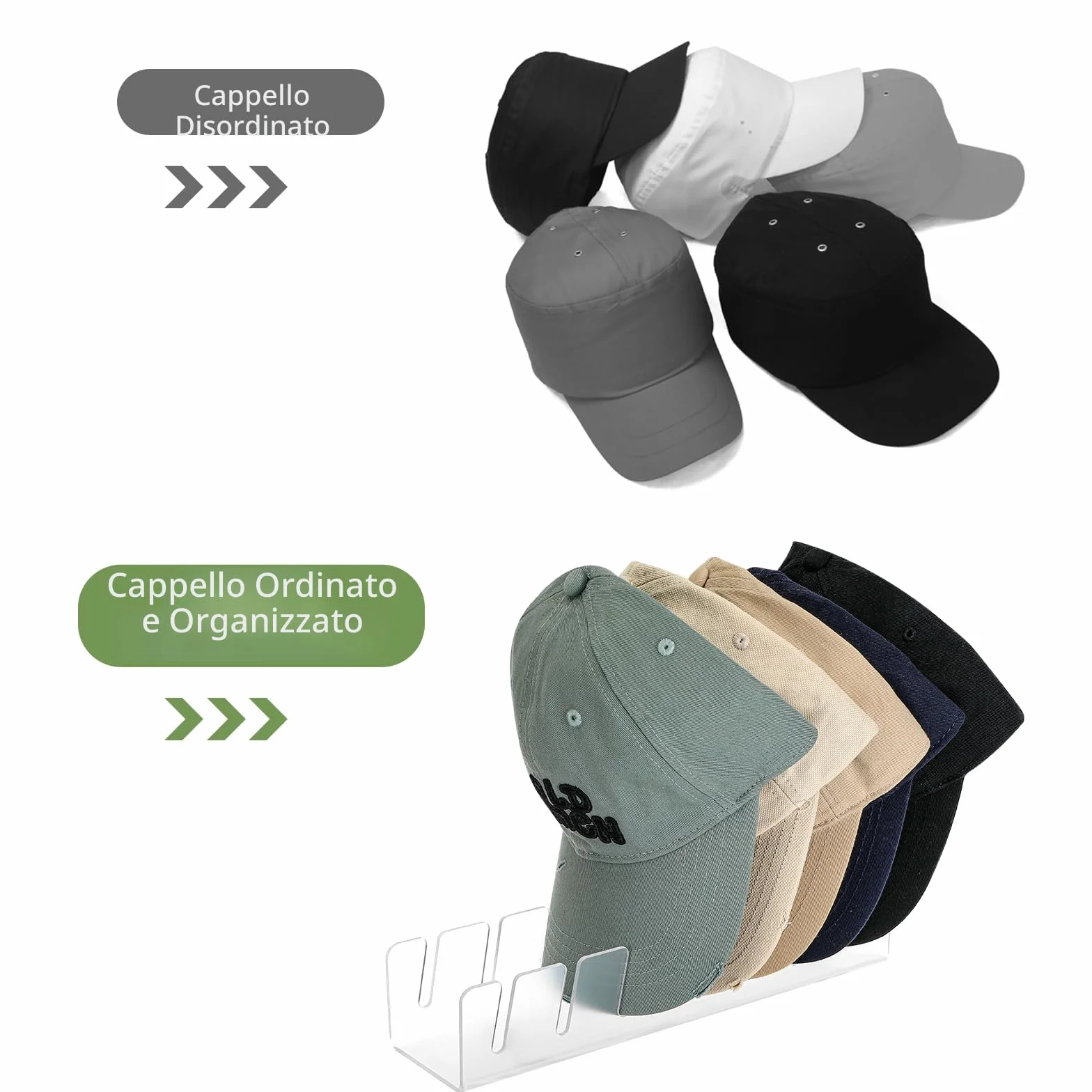 Kasanni 2 pezzi porta cappelli Acrilico organizer per cappelli da baseball da armadio