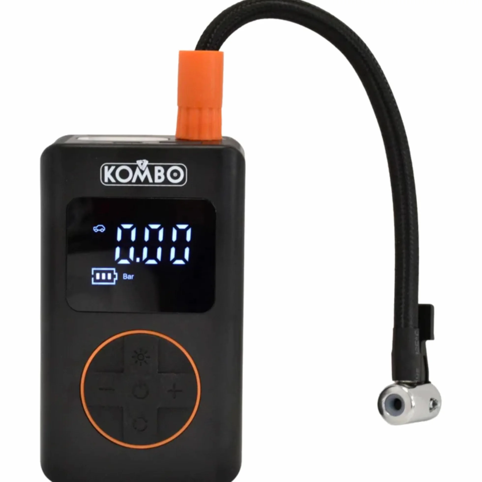 KOMBO - Compressore Aria Portatile Cordless 8V – Gonfiatore Gomme Auto Digitale 130 PSI con Auto-Stop, USB-C e 4 Adattatori, Mini Compressore Ricaricabile