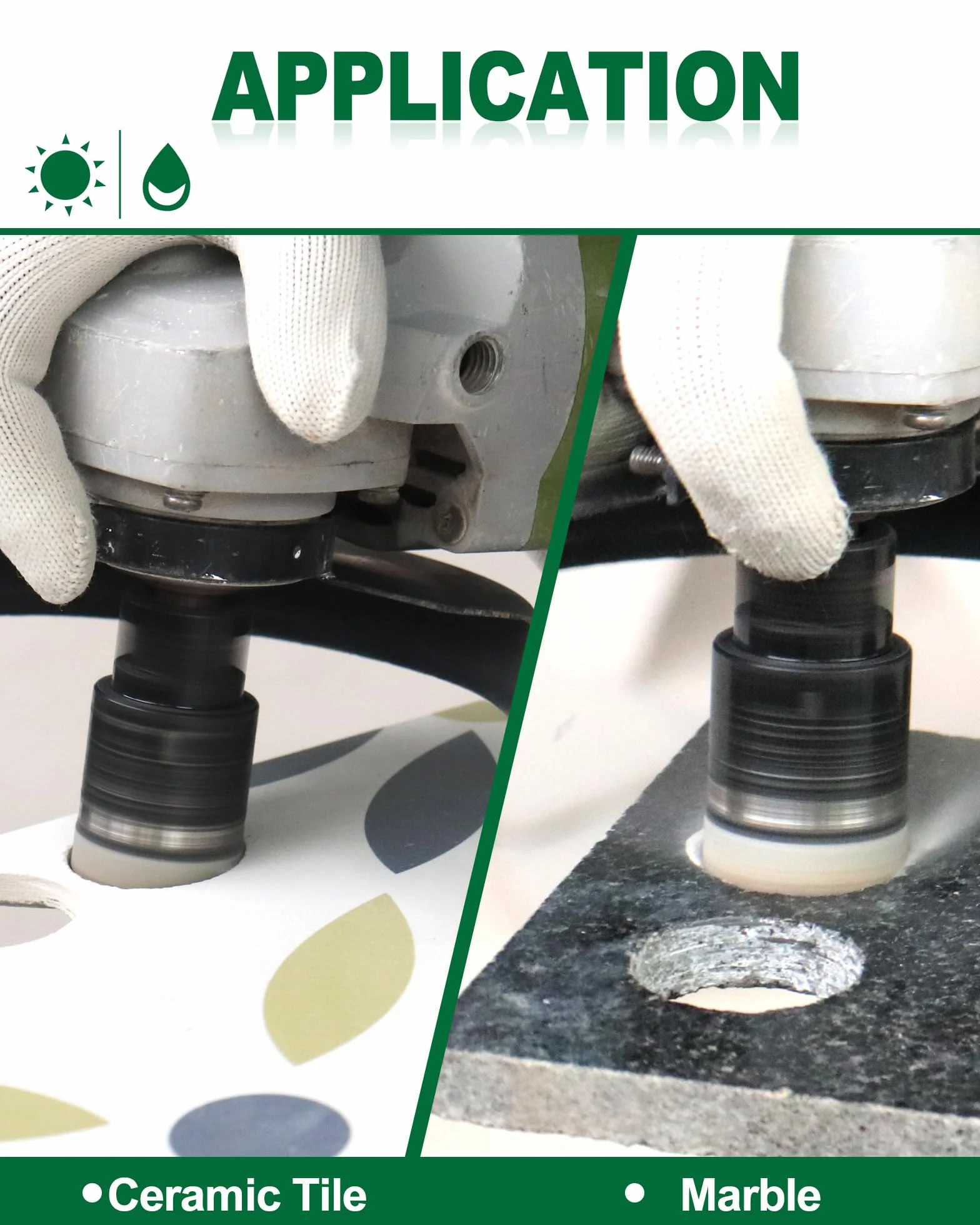 Punta per Trapano Diamantata - 5 PCS Fresa diamantata 20/25/35/50/68mm filettatura M14 per foratura a secco Porcellana Ceramica Granito Marmo Pietra Smerigliatrice angolare