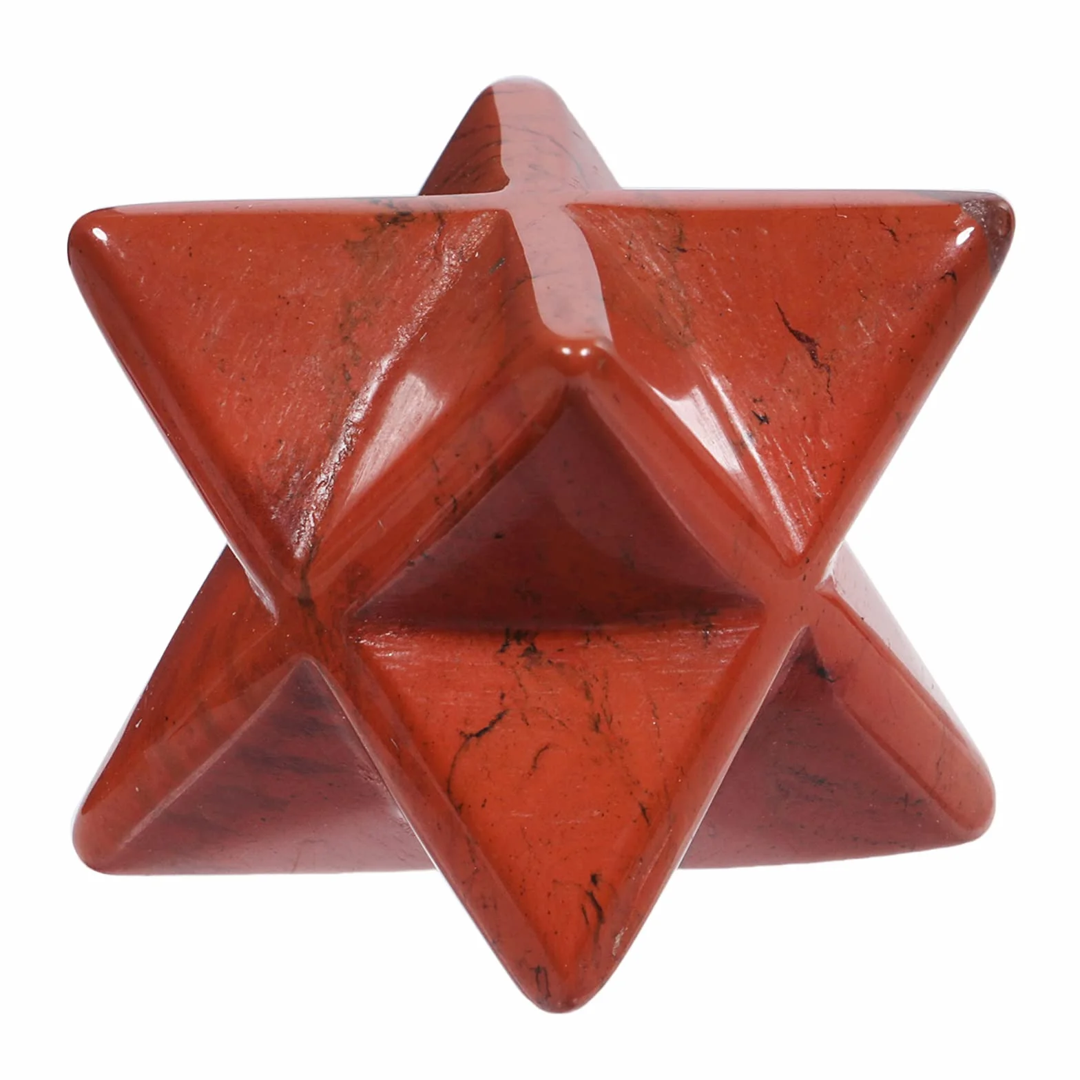 Diaspro Rosso Naturale Merkaba 1 Pollice, Protezione Meditazione Generatore Energia Guarigione Chakra Stella Sei Punte