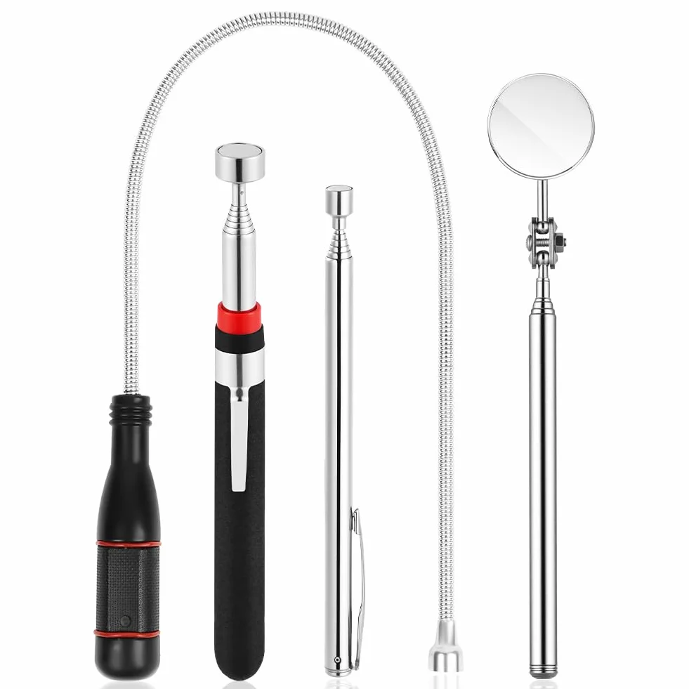 Flintronic 4 Pezzi Strumento Magnetico per Pickup, Acciaio Inossidabile Calamita Telescopica, Fino a 84 cm, Asta Telescopica Magnetica, per Chiavi, Monete, Viti, Penne e Oggetti Metallici