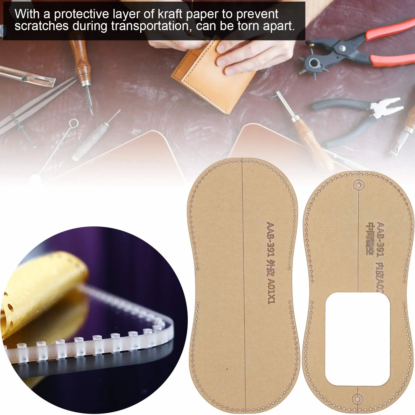 Modello acrilico, modello di portamonete in pelle 2 pezzi Stencil modello in pelle trasparente per strumenti artigianali fatti a mano Creazione di portafogli